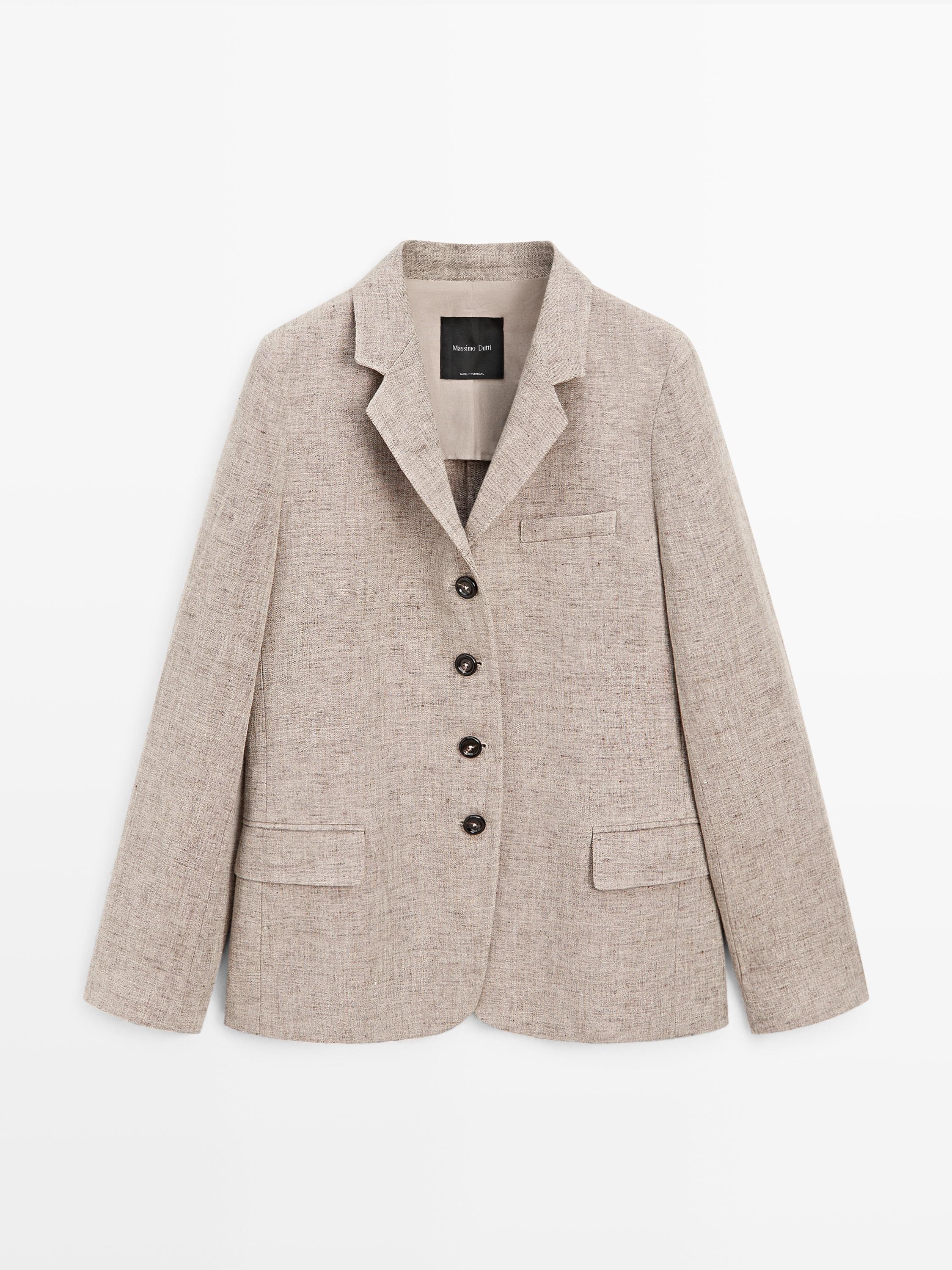 100% linen melange blazer — BEIGE