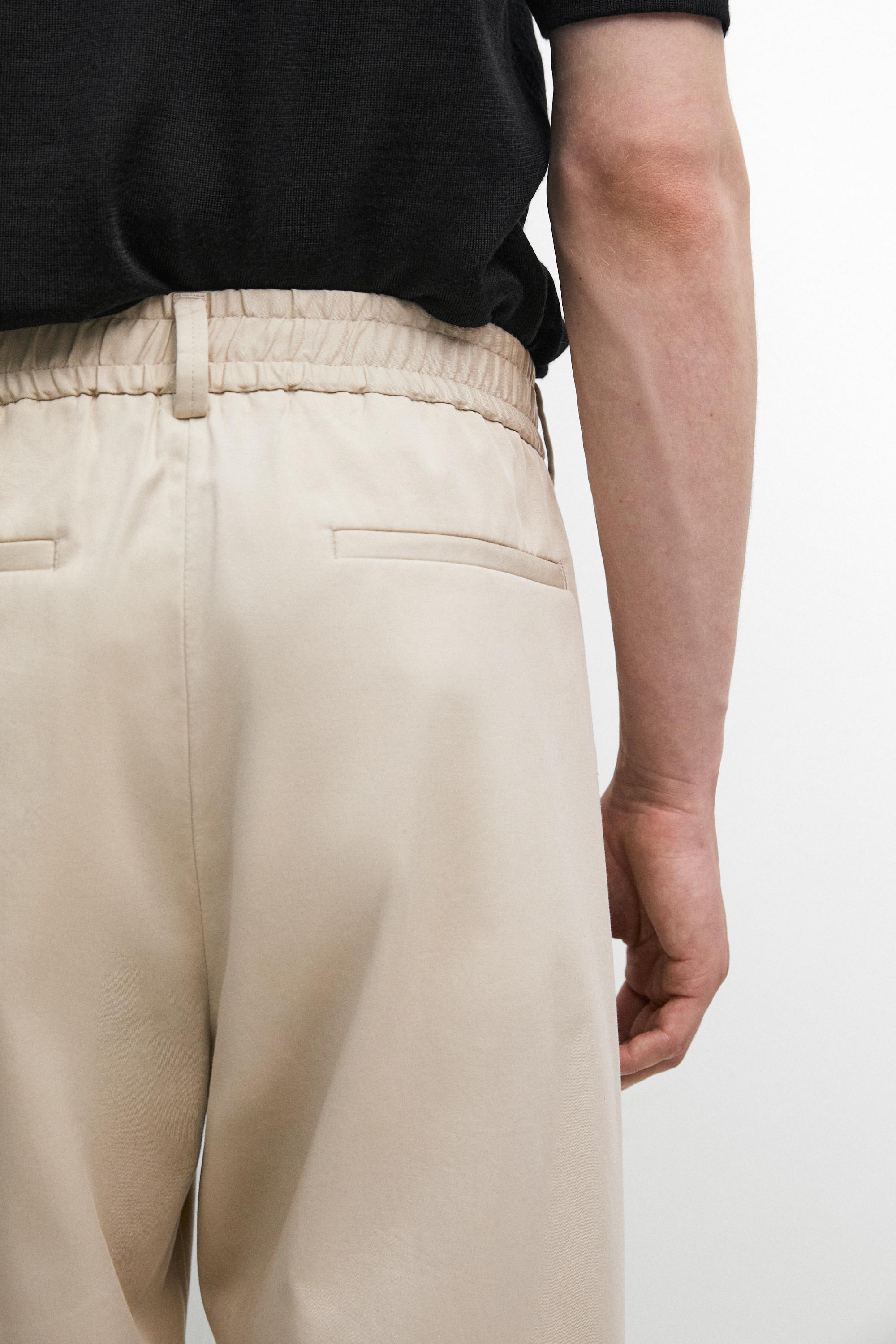 Cotton blend jogger fit pants — BEIGE