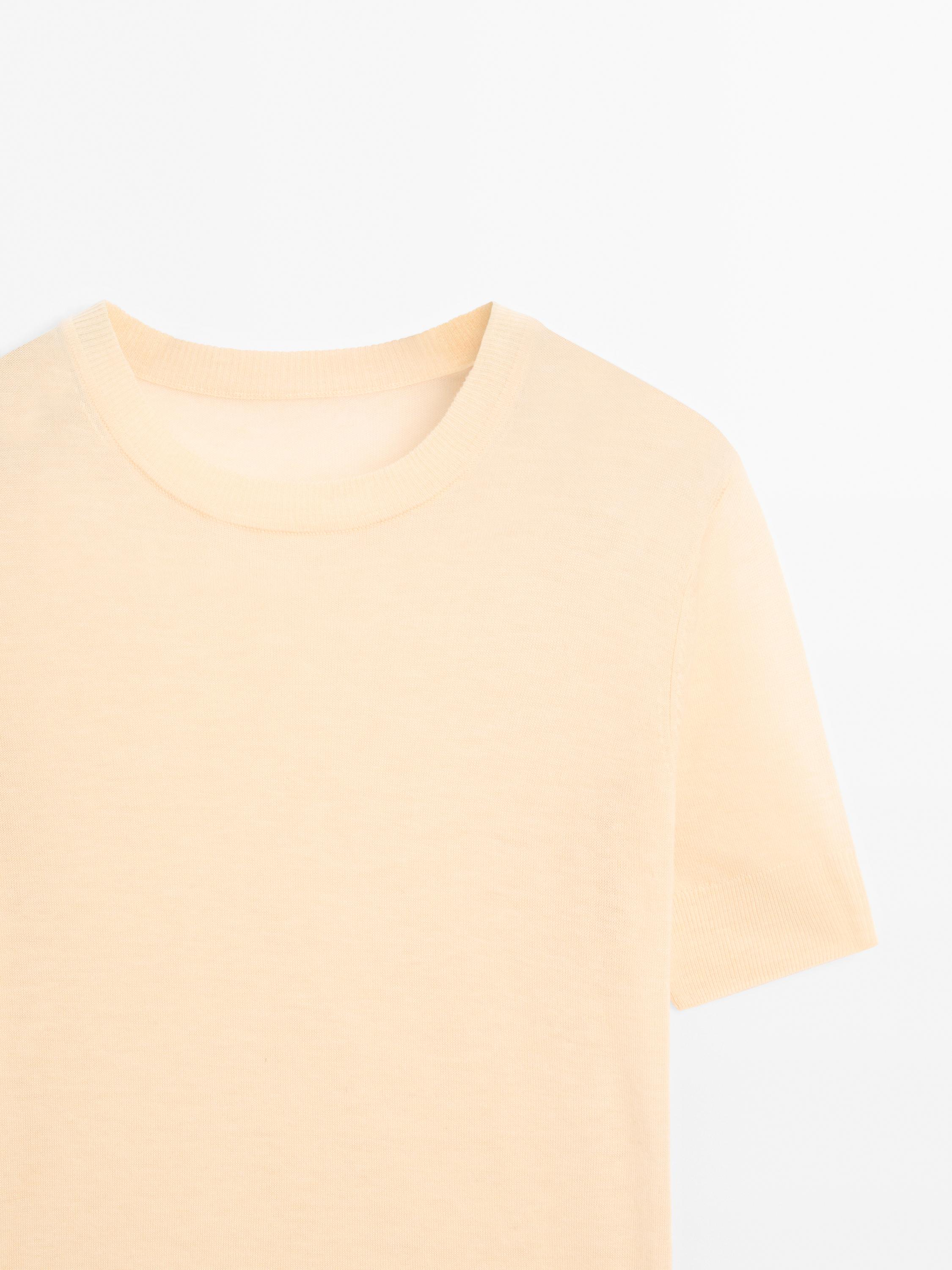 100% wool short sleeve fine knit sweater - STUDIO