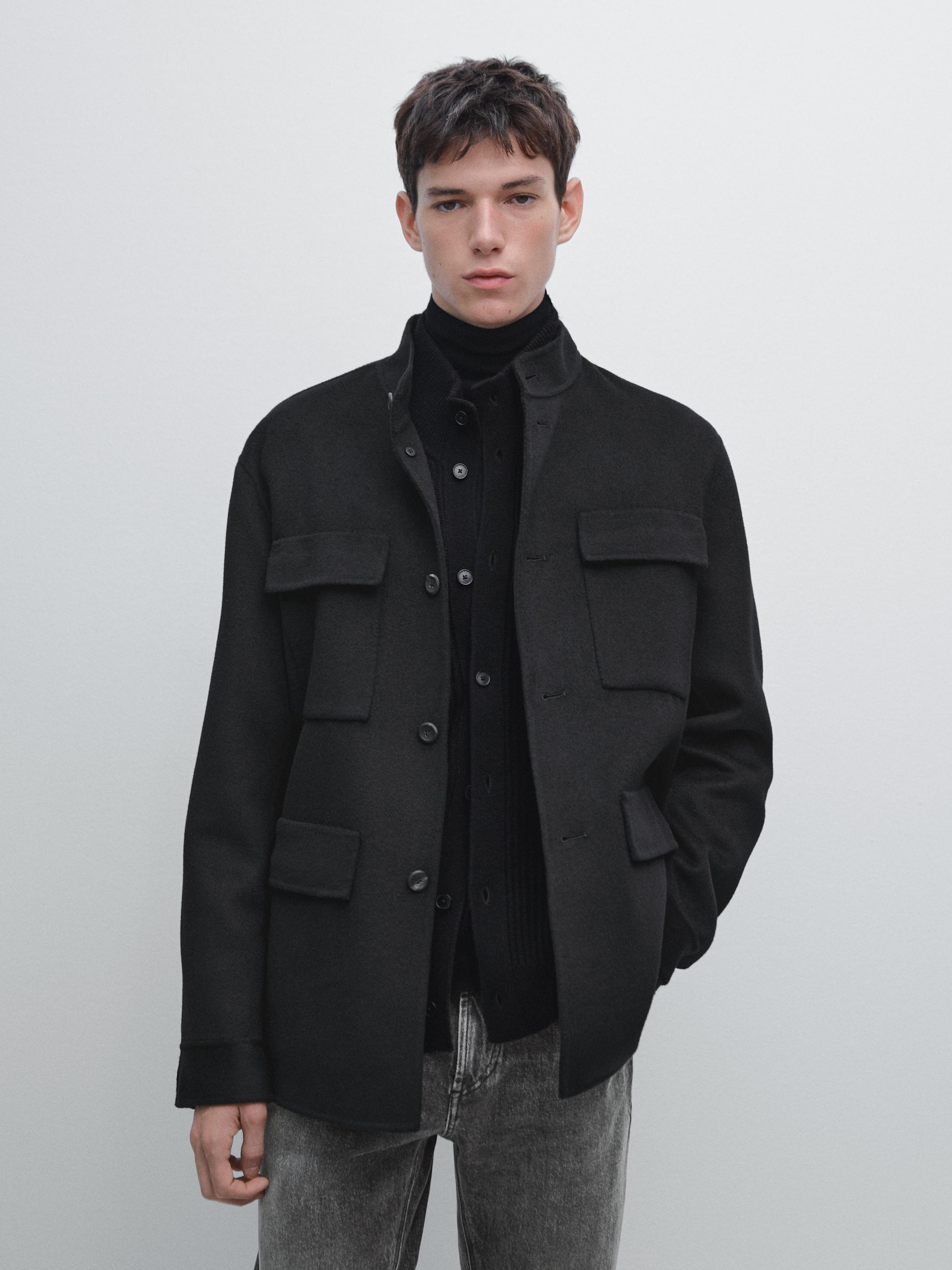 Chaqueta cuello mao mezcla lana