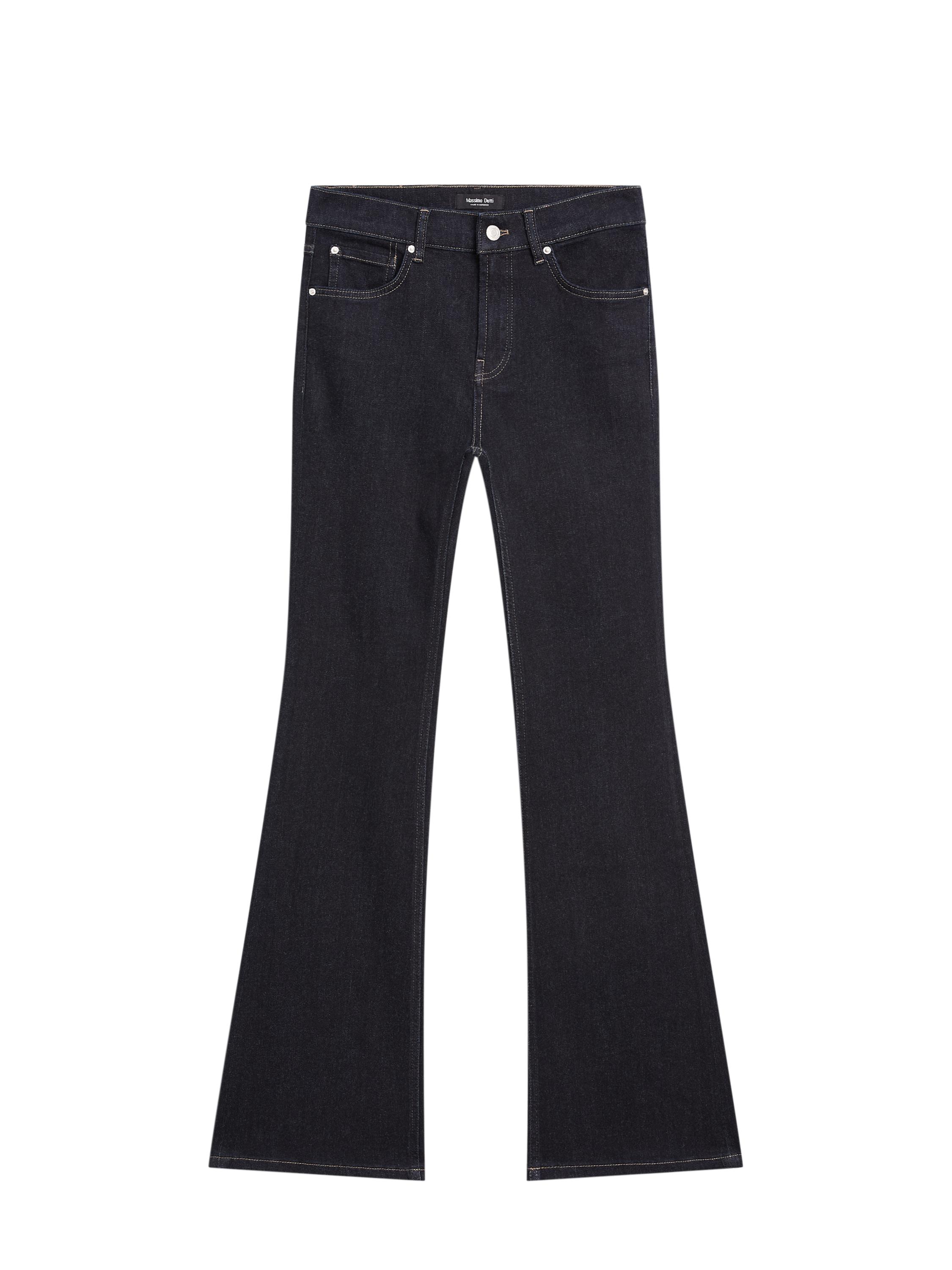 High waist bell bottom skinny jeans — DARK BLUE
