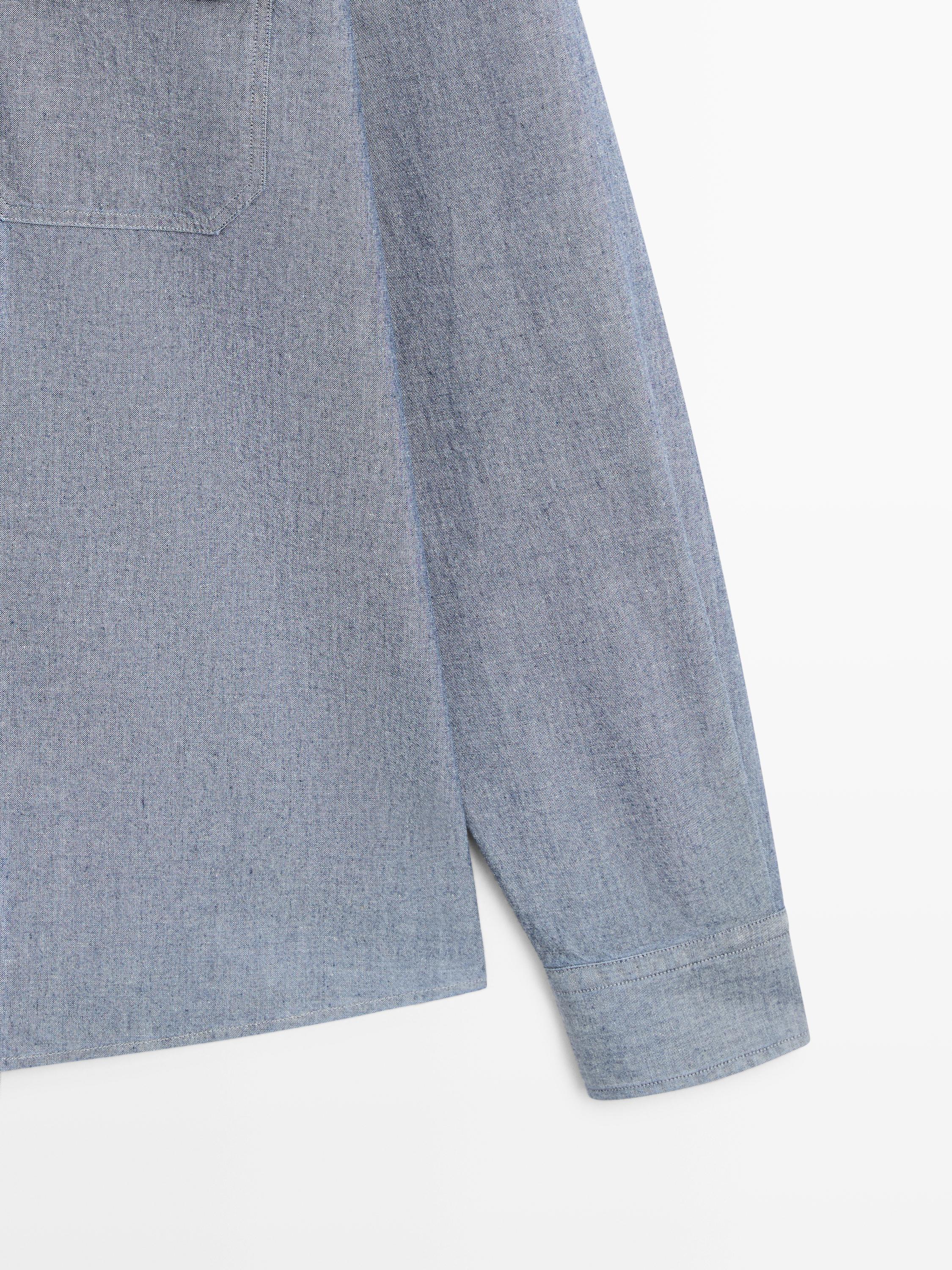 Regular fit chambray shirt with pocket details — SKY BLUE