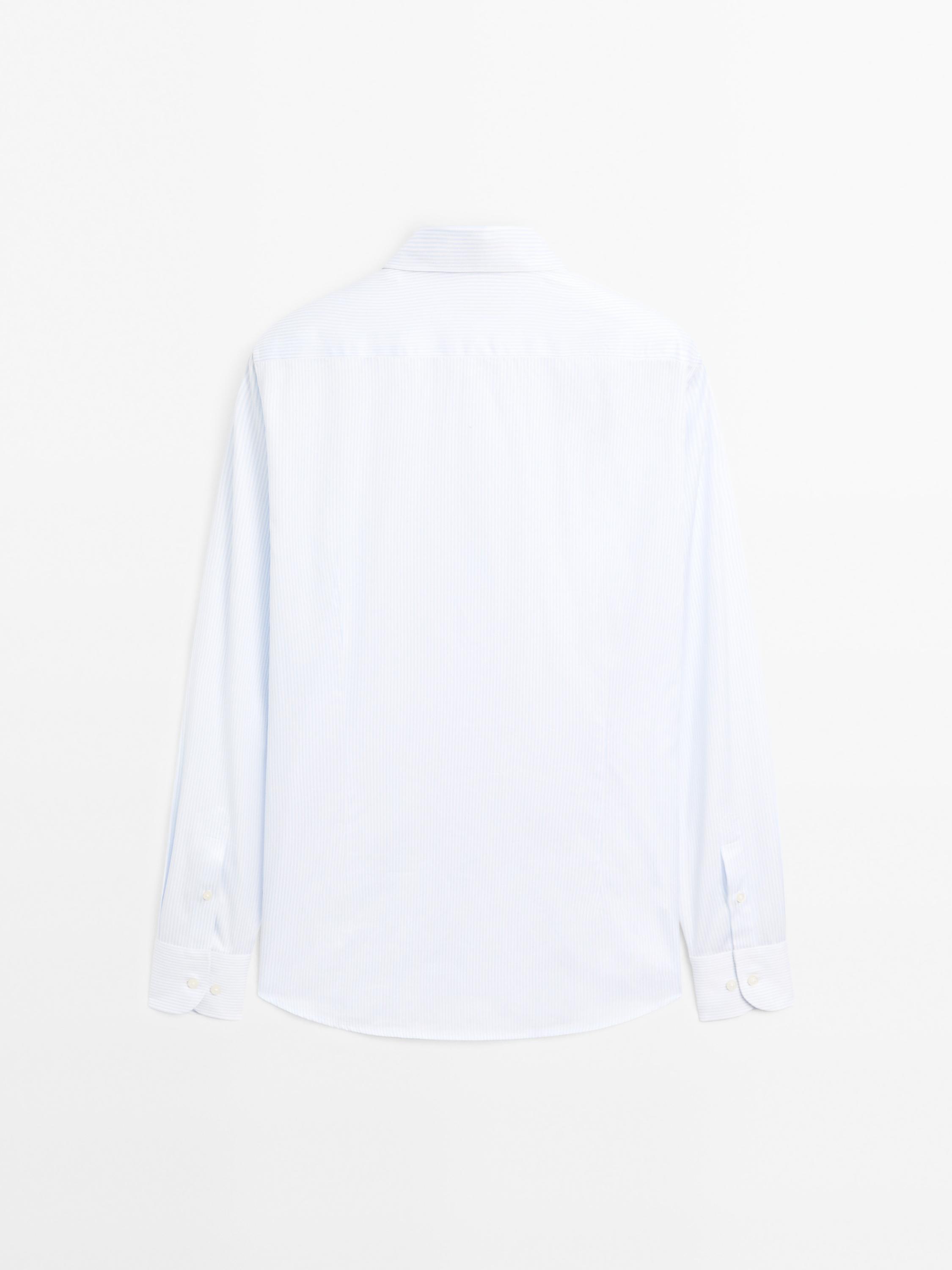 Slim fit striped 100% cotton shirt