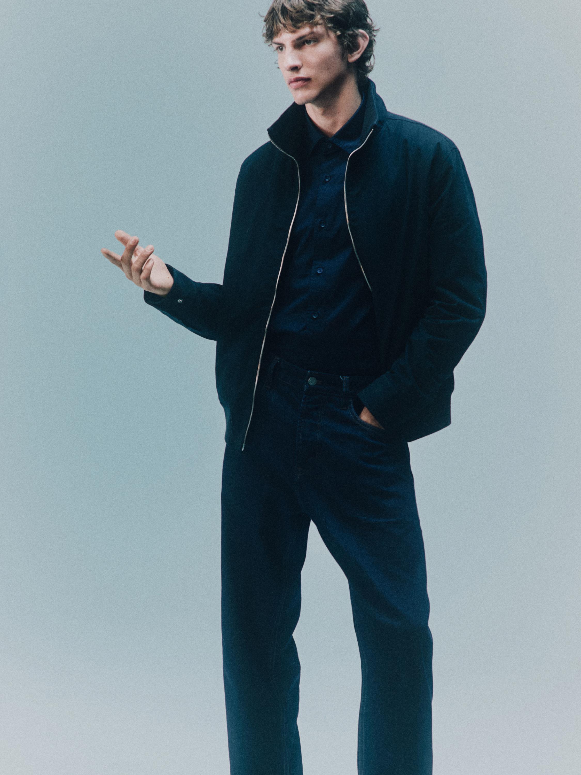 Peach-effect jacket with elbow patch details