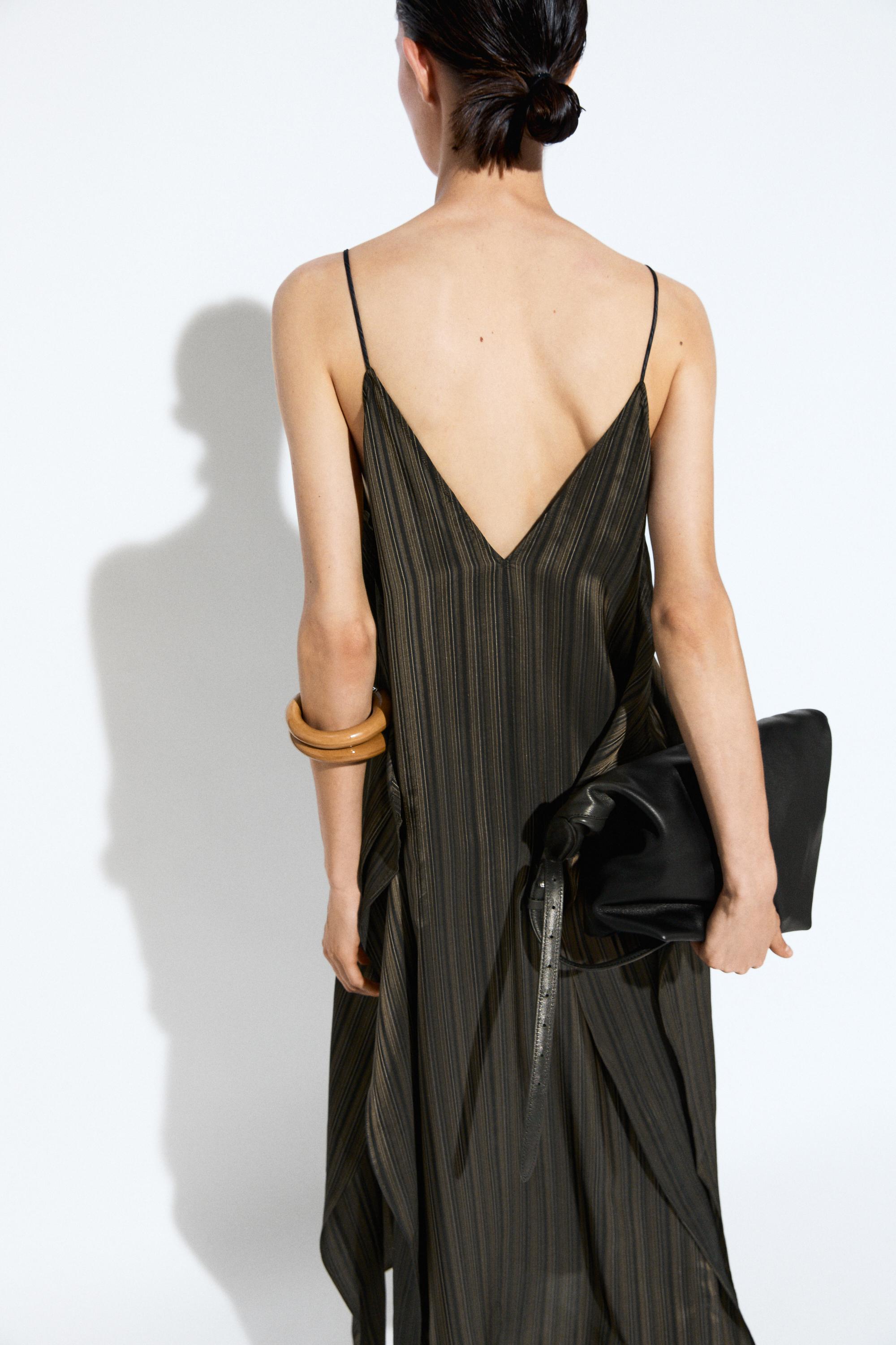 Asymmetrical flowing midi dress — DARK GREY