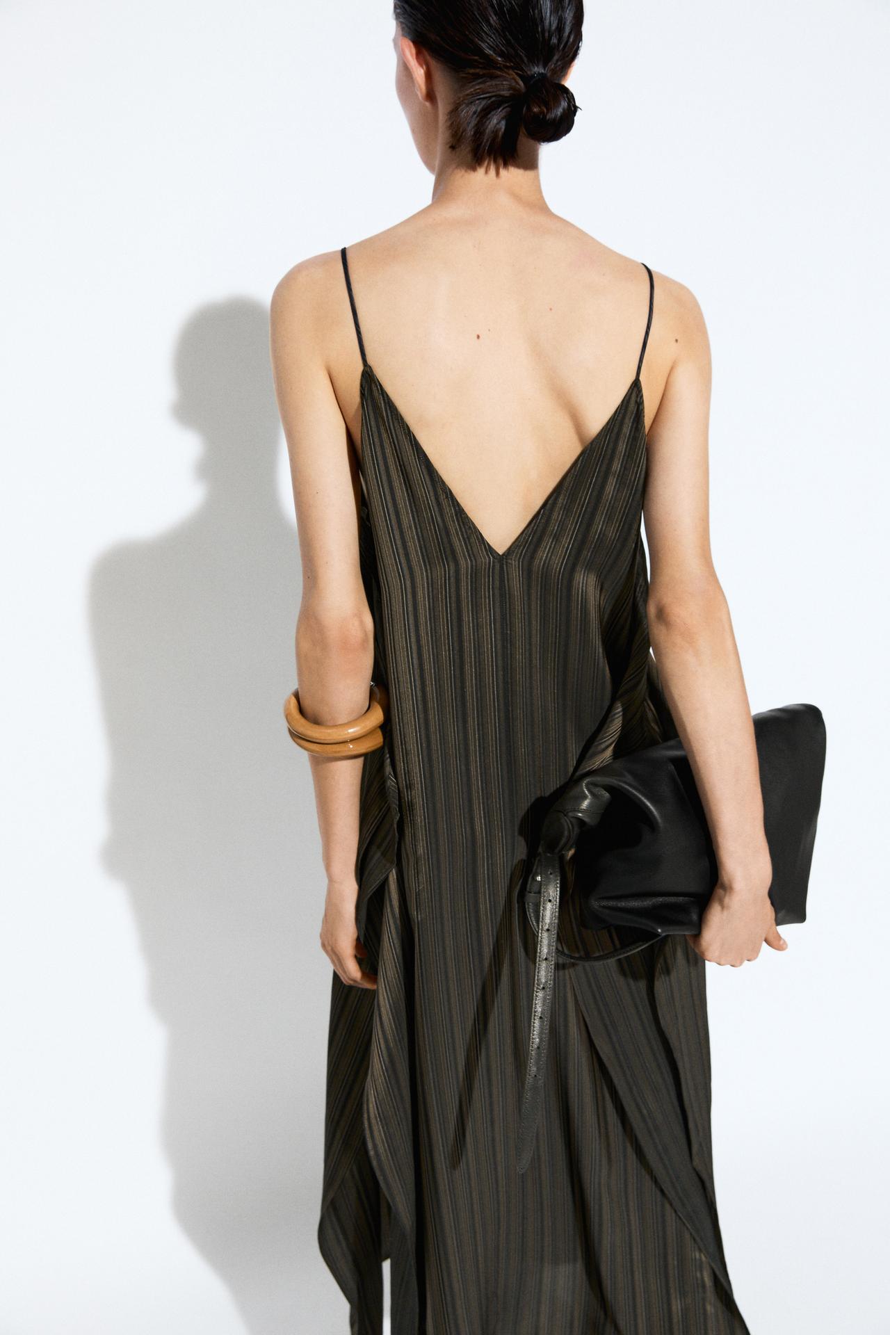 Asymmetrical flowing midi dress — DARK GREY