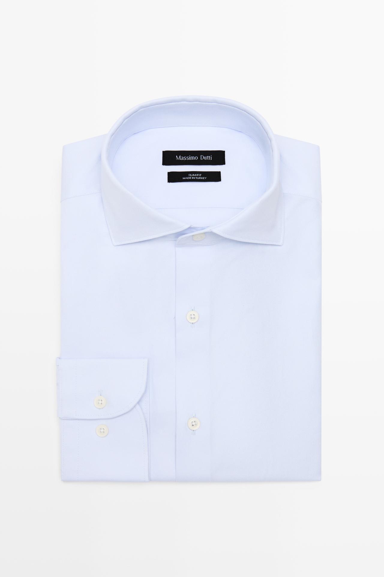 Slim fit 100% cotton shirt — Sky blue