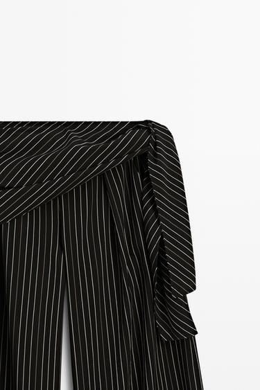 Striped barrel fit pants with scarf detail — BLACK 4
