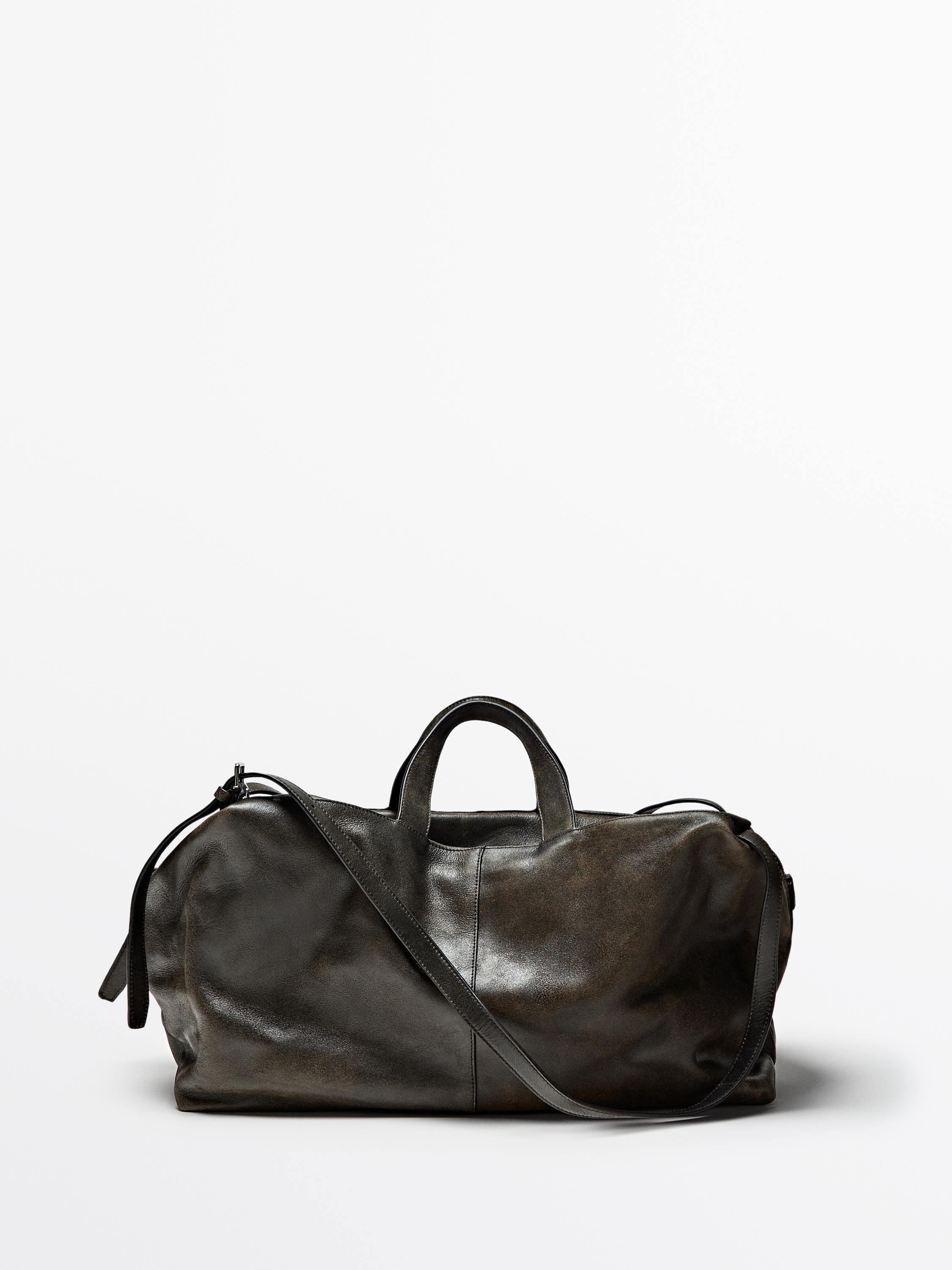 Crackled nappa leather duffle bag