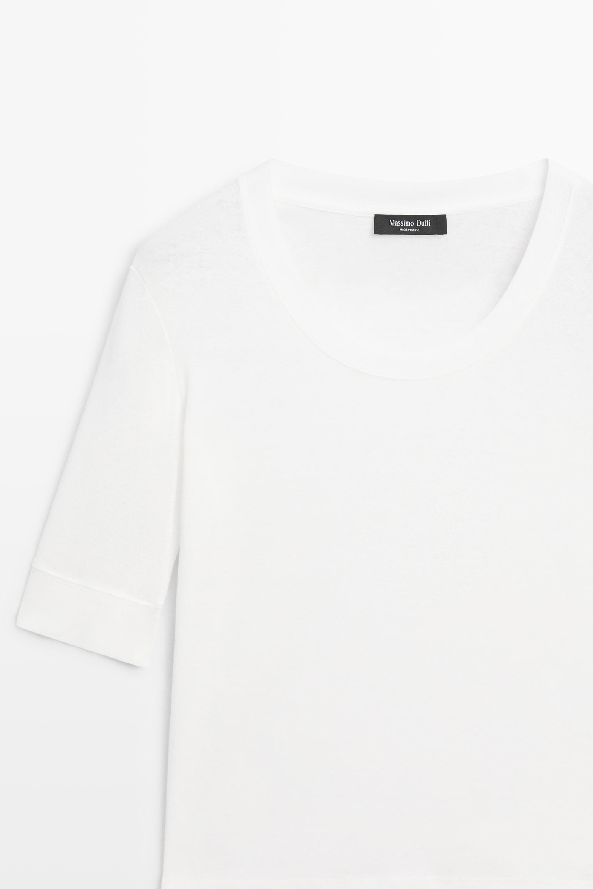 100% cotton scoop neck T-shirt — Off white