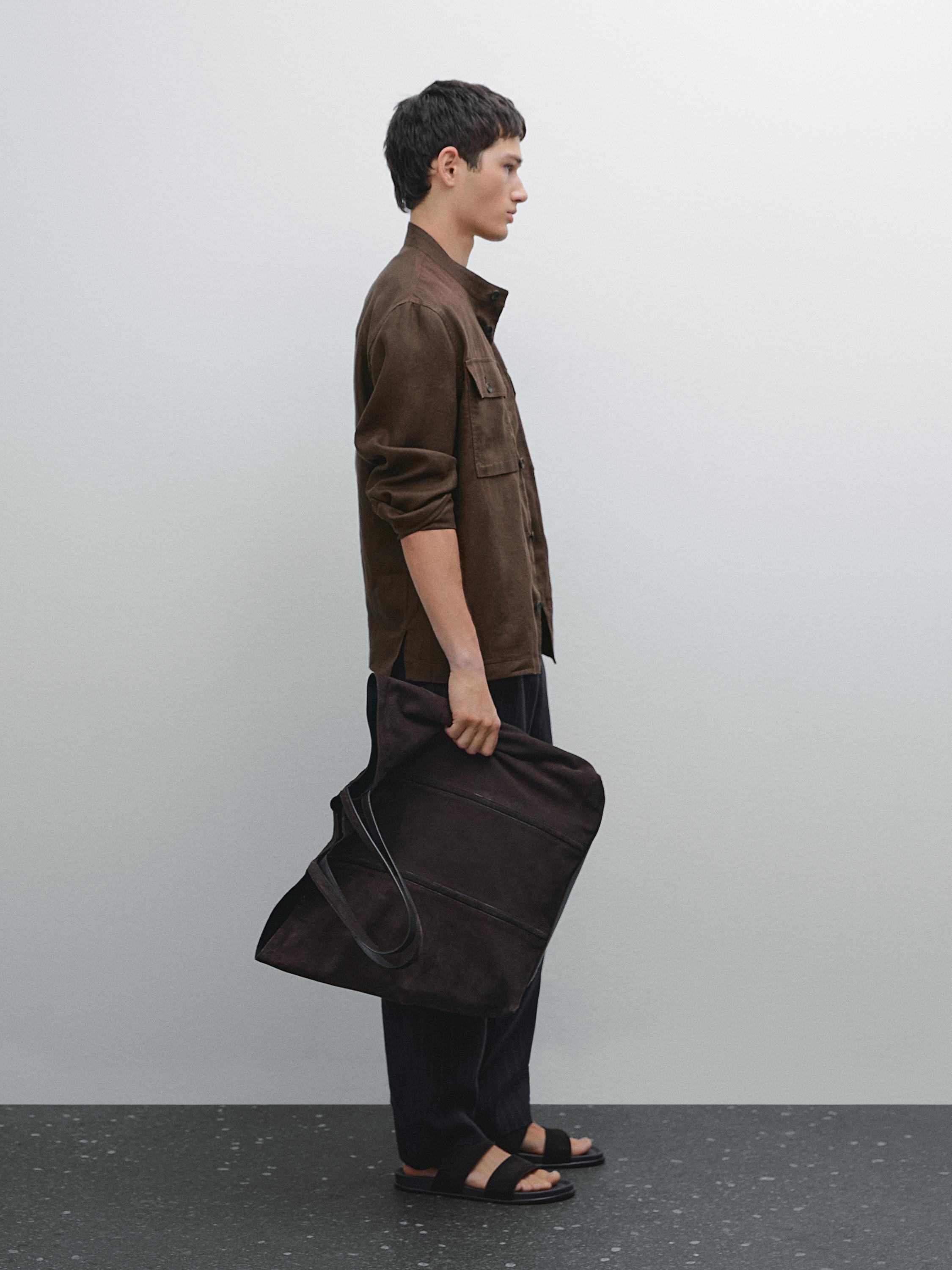 100% linen stand collar overshirt