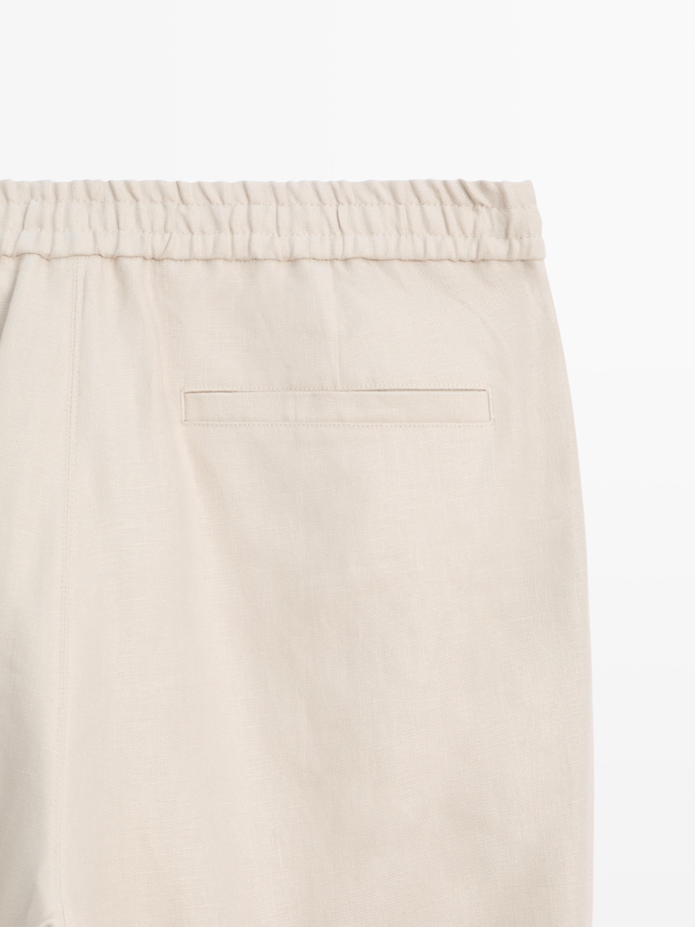 100% linen joggers — BEIGE