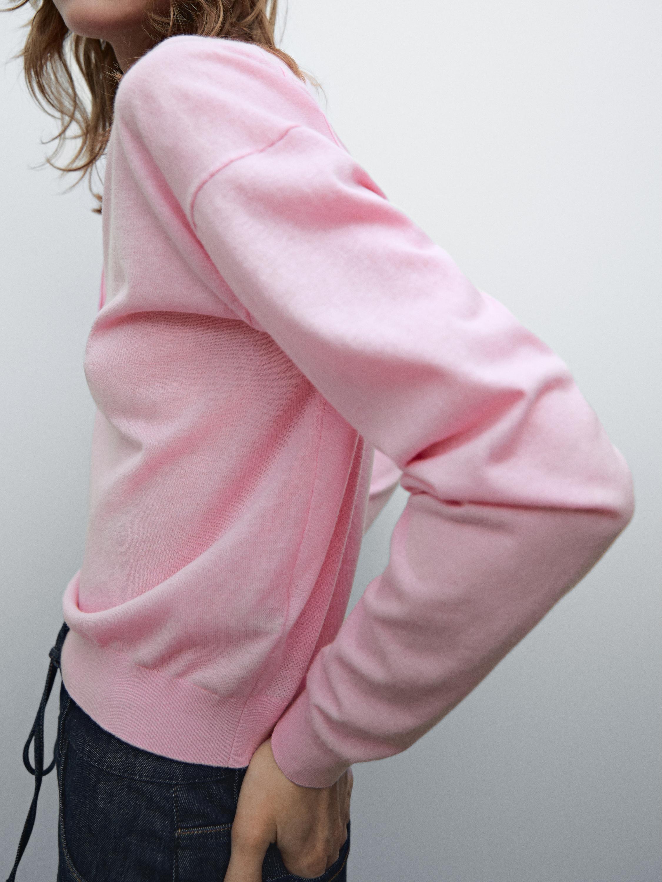 Cotton blend knit polo sweater