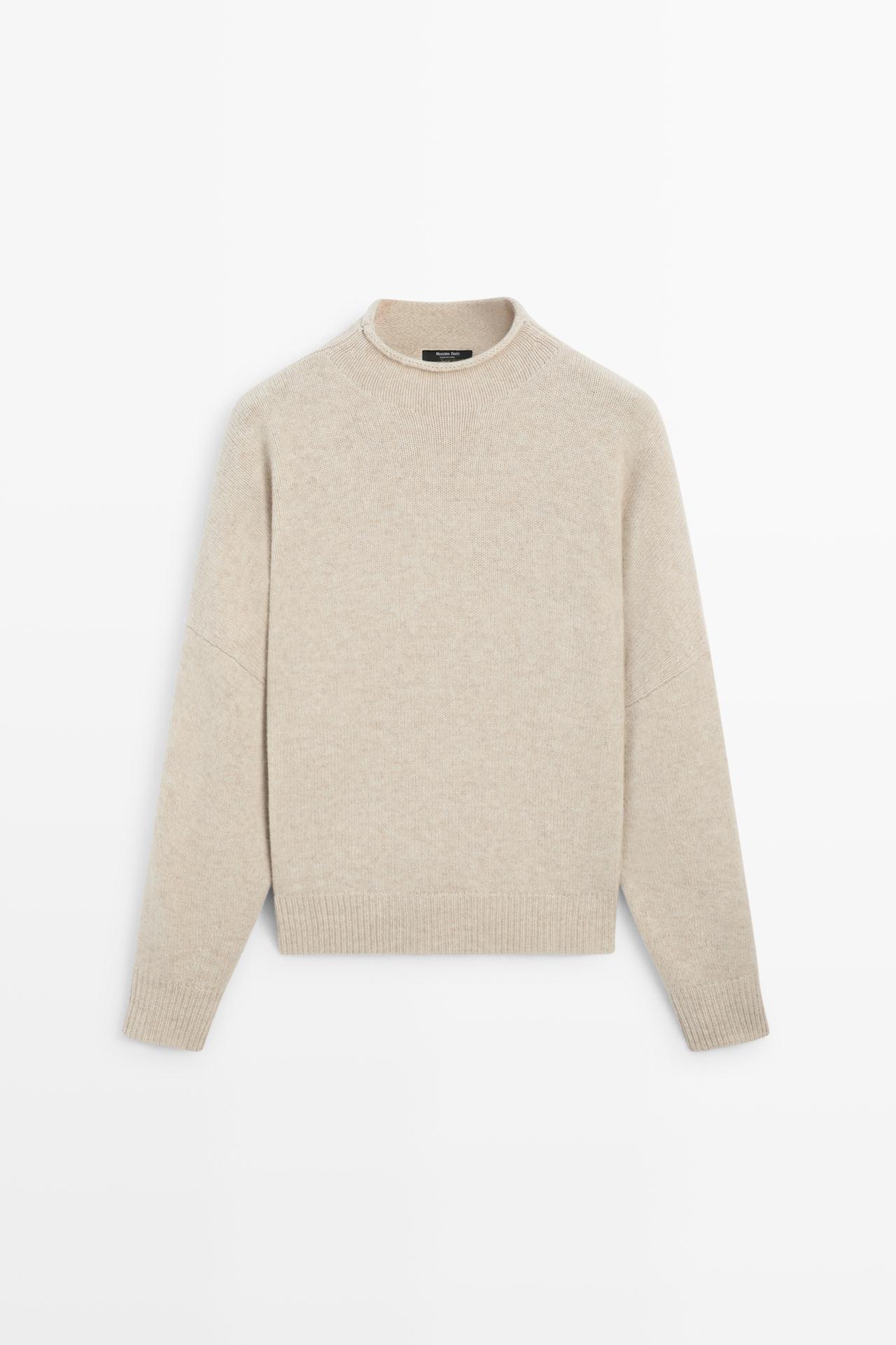 100% wool oversize knit sweater — STONE
