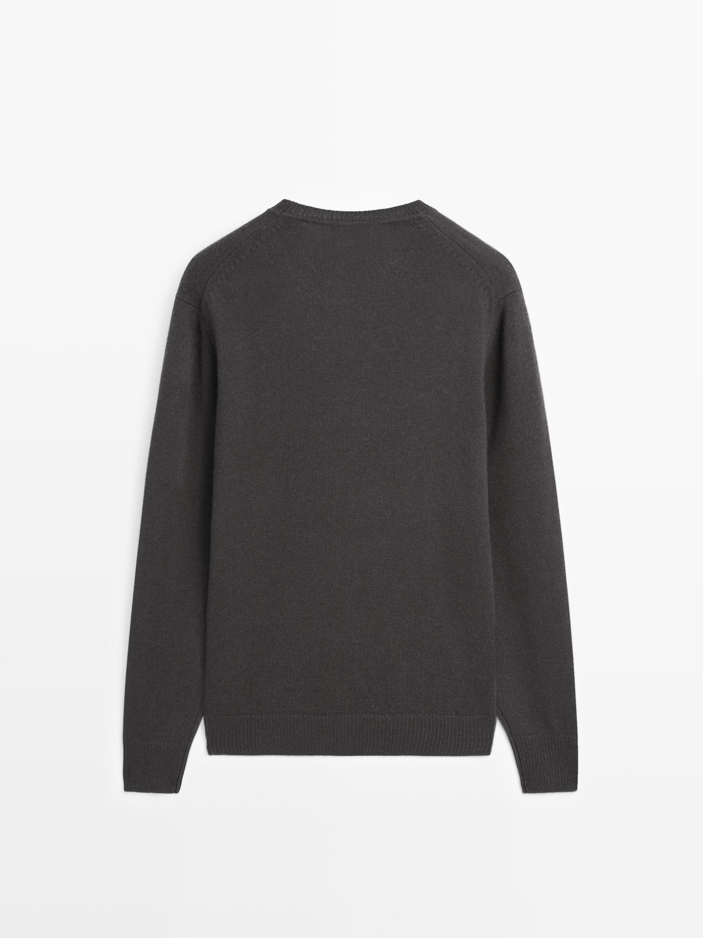 Wool blend crew neck knit sweater