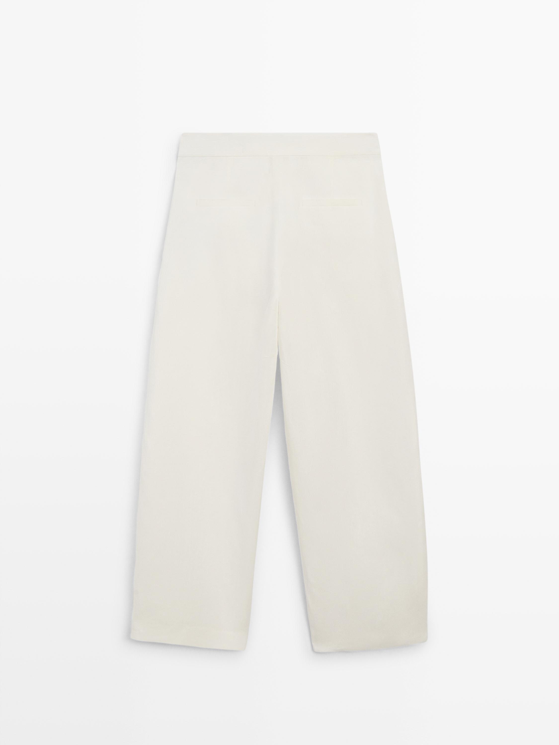Linen barrel fit pants — Off white