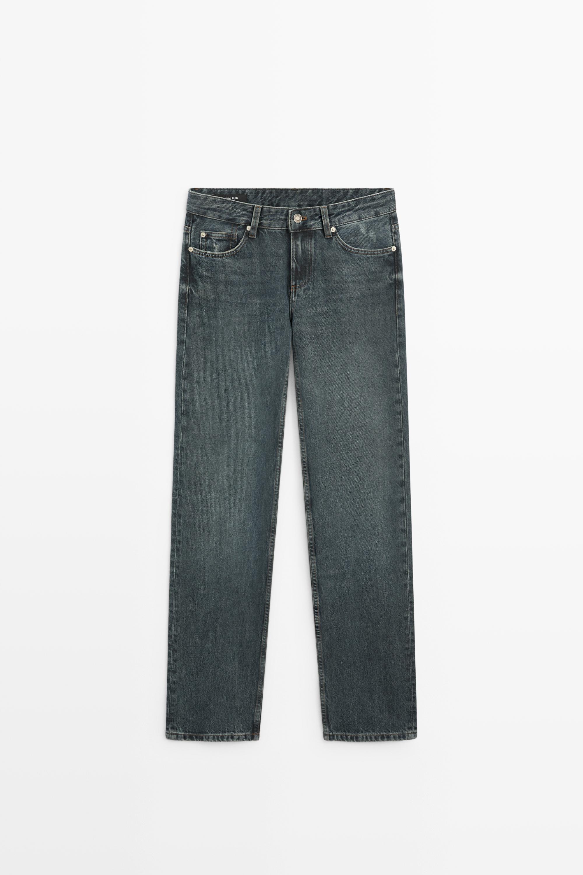 Low-rise straight-leg jeans