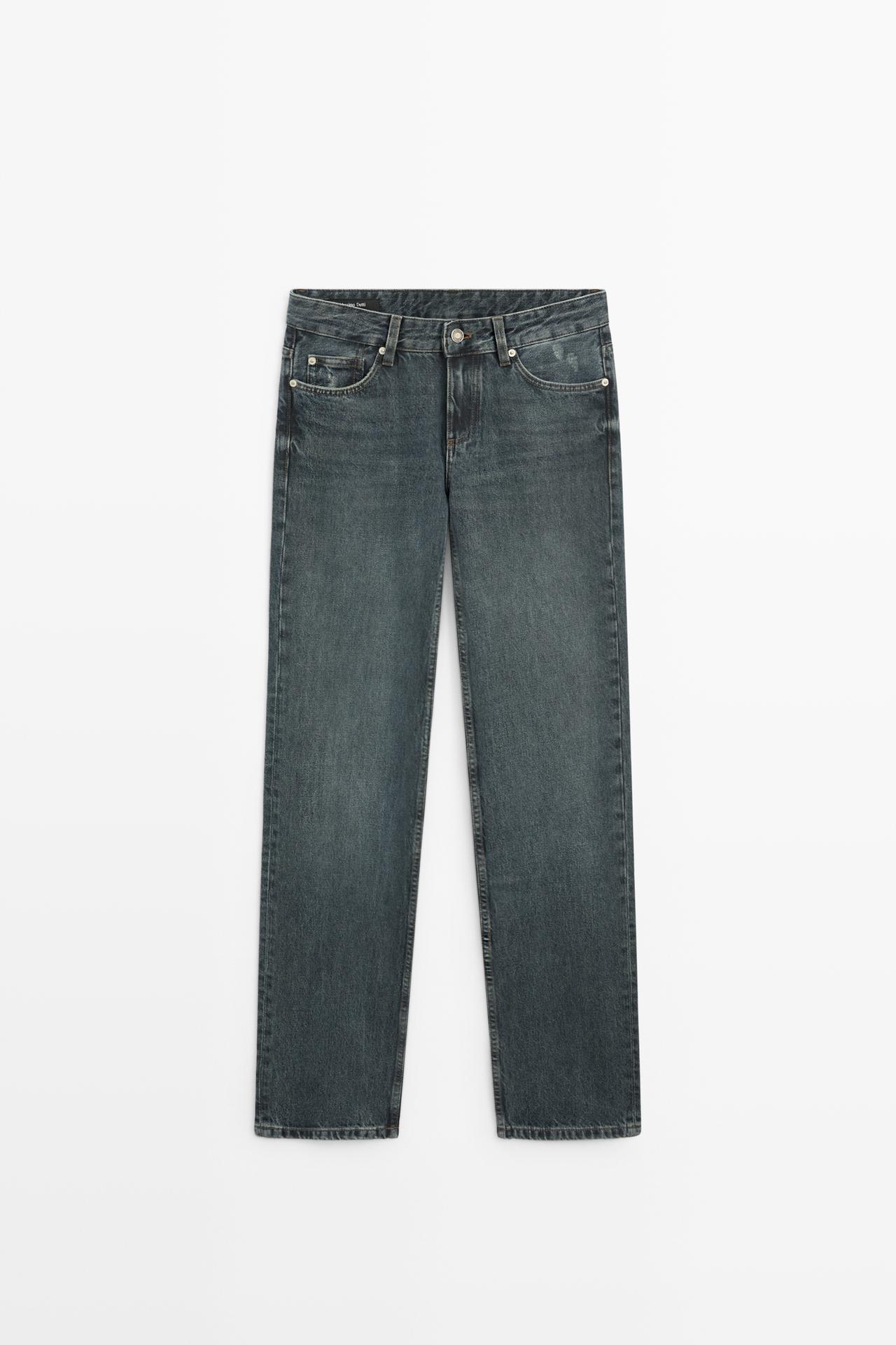 Low-rise straight-leg jeans — Dark blue