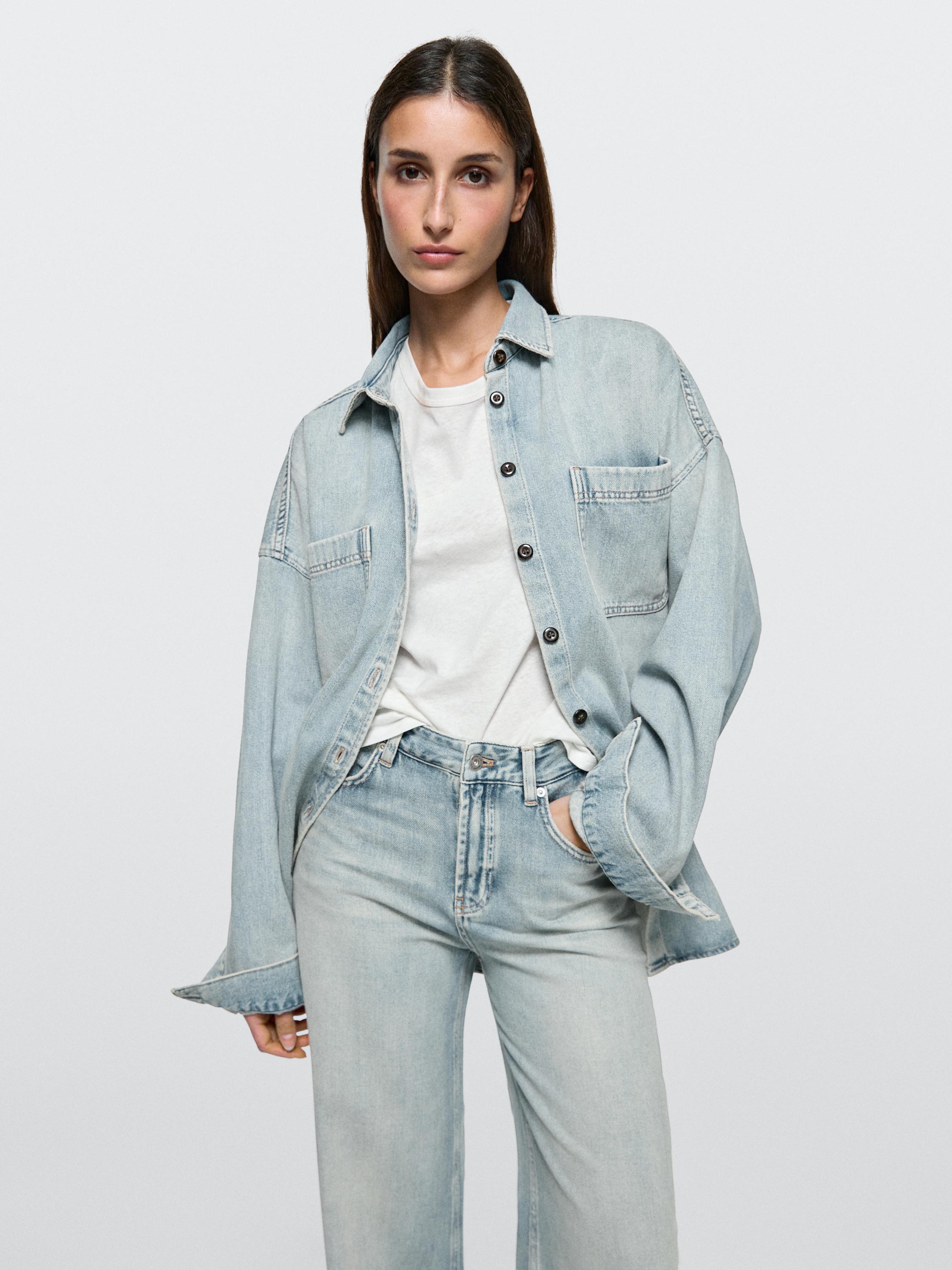 High-waist barrel fit jeans — Light Blue