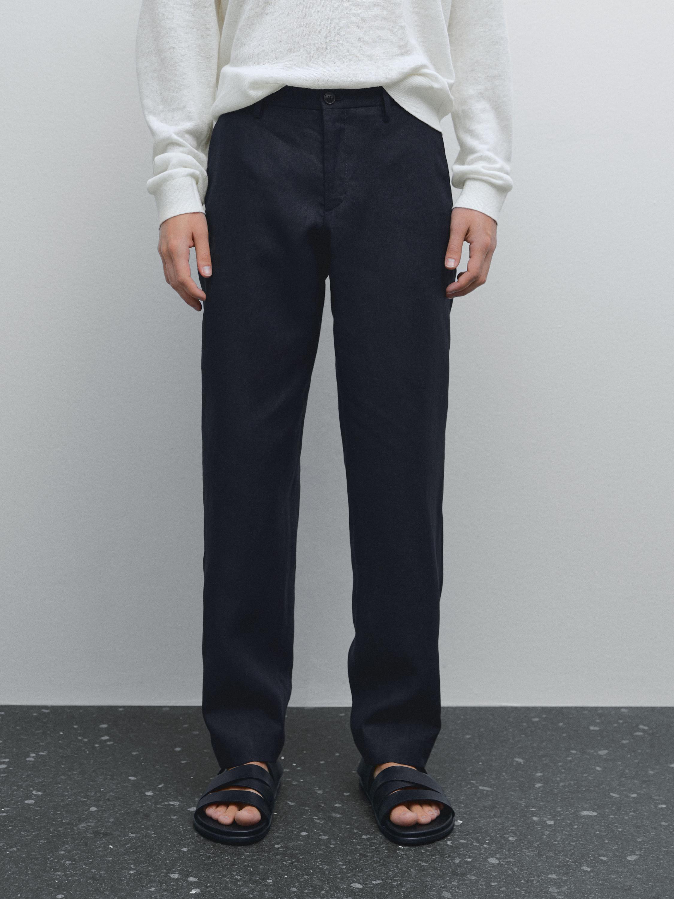 Spodnie regular fit ze 100% lnu