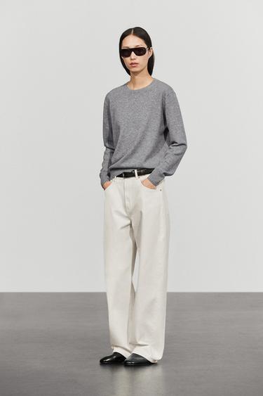 Wool blend crew neck knit sweater — GREY MARL 8