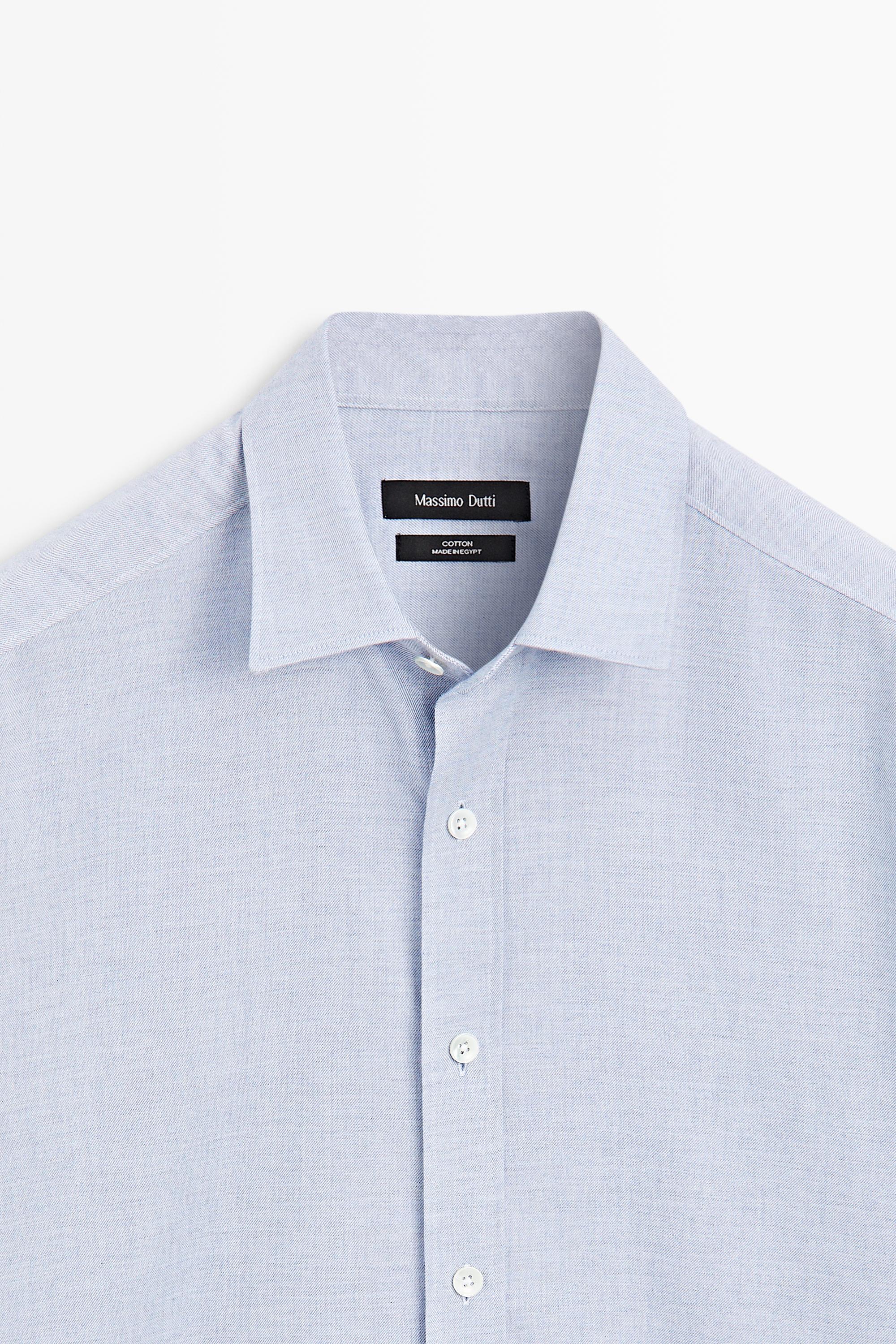 100% cotton melange twill regular fit shirt — Sky blue