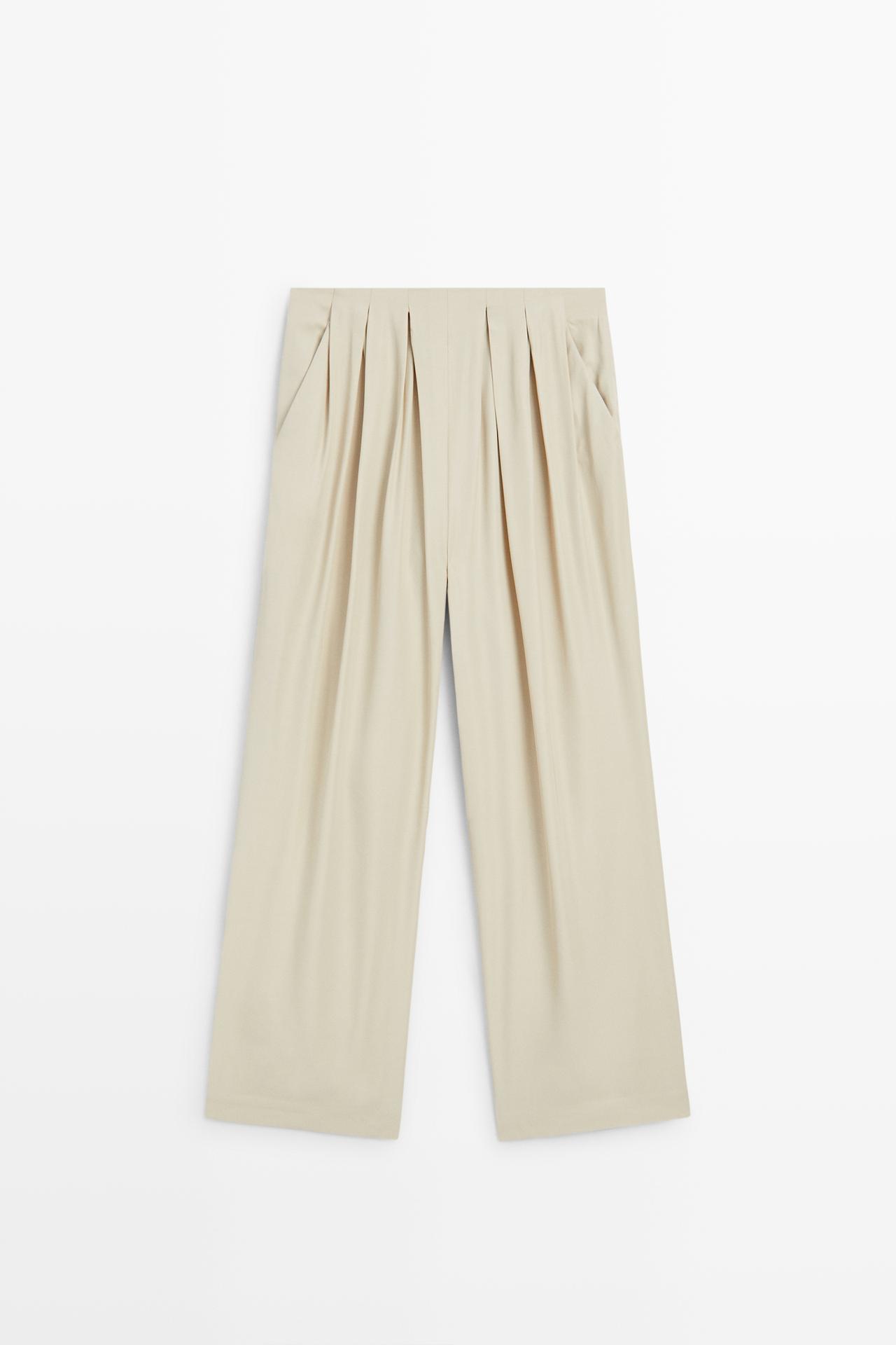 Fluid pants with pleat detail — Beige
