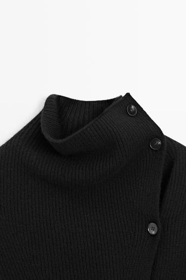 Cashmere blend button detail cardigan — BLACK 9