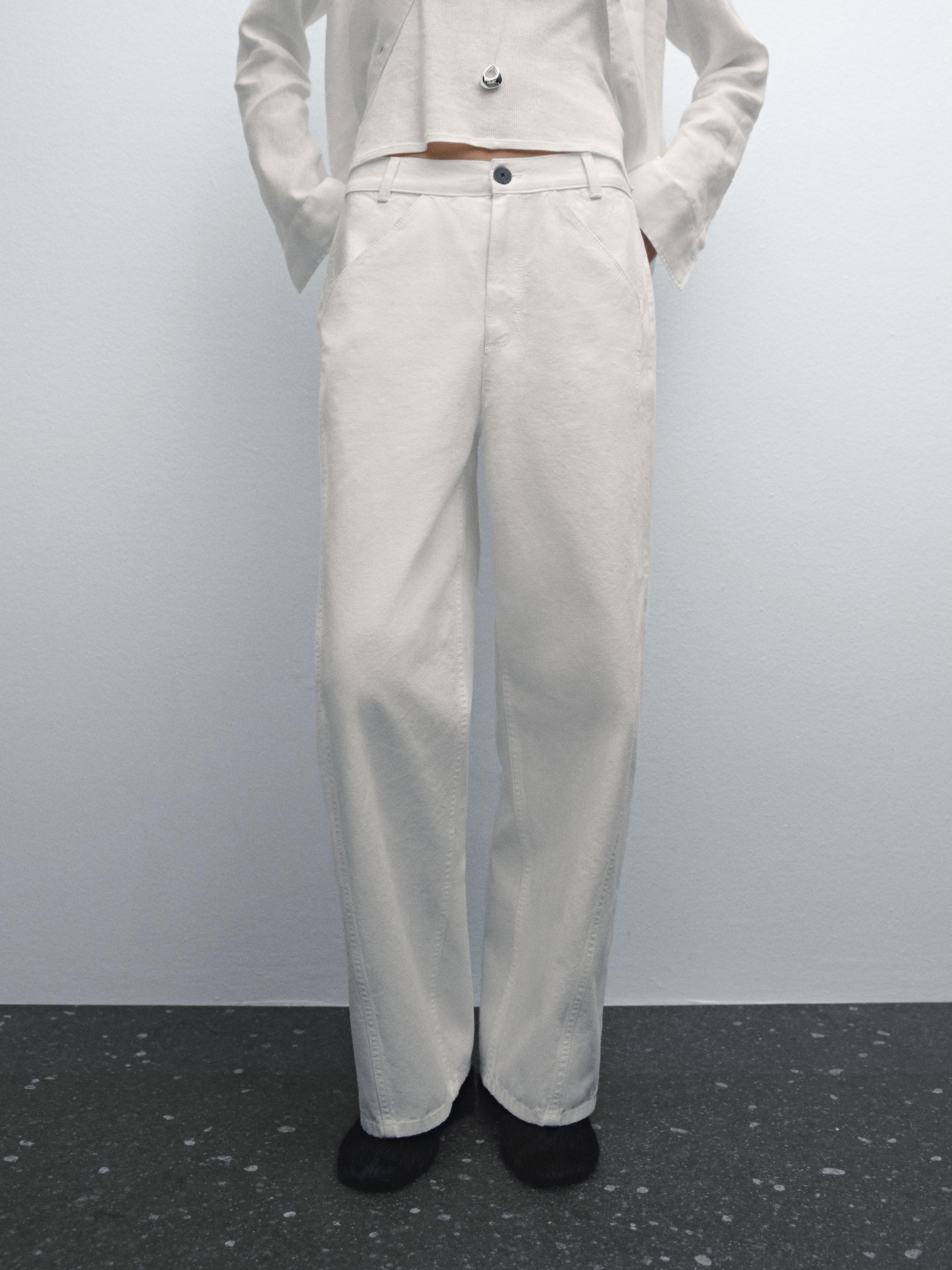 Denim trousers with seam details