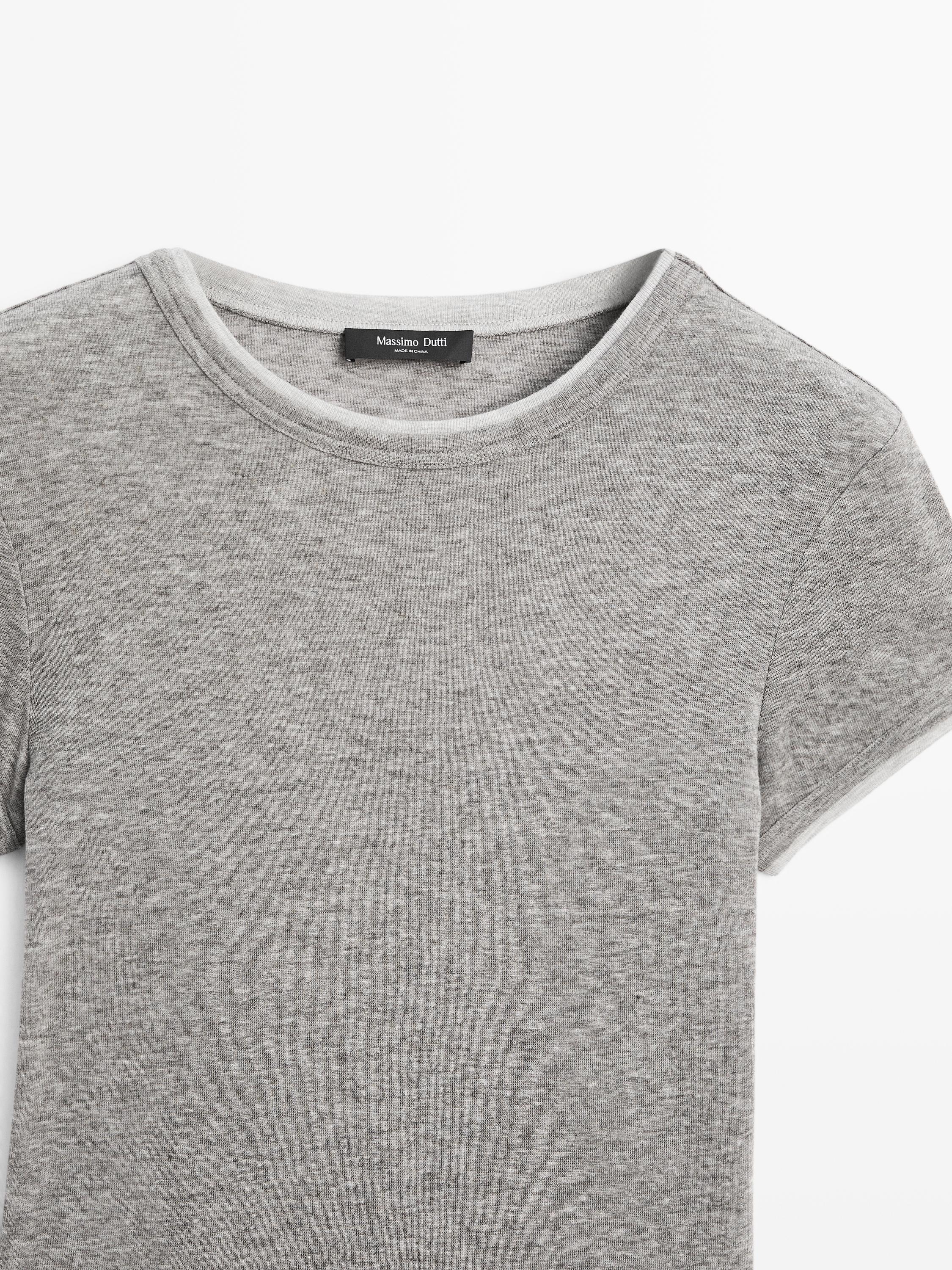Short sleeve T-shirt with double trim
