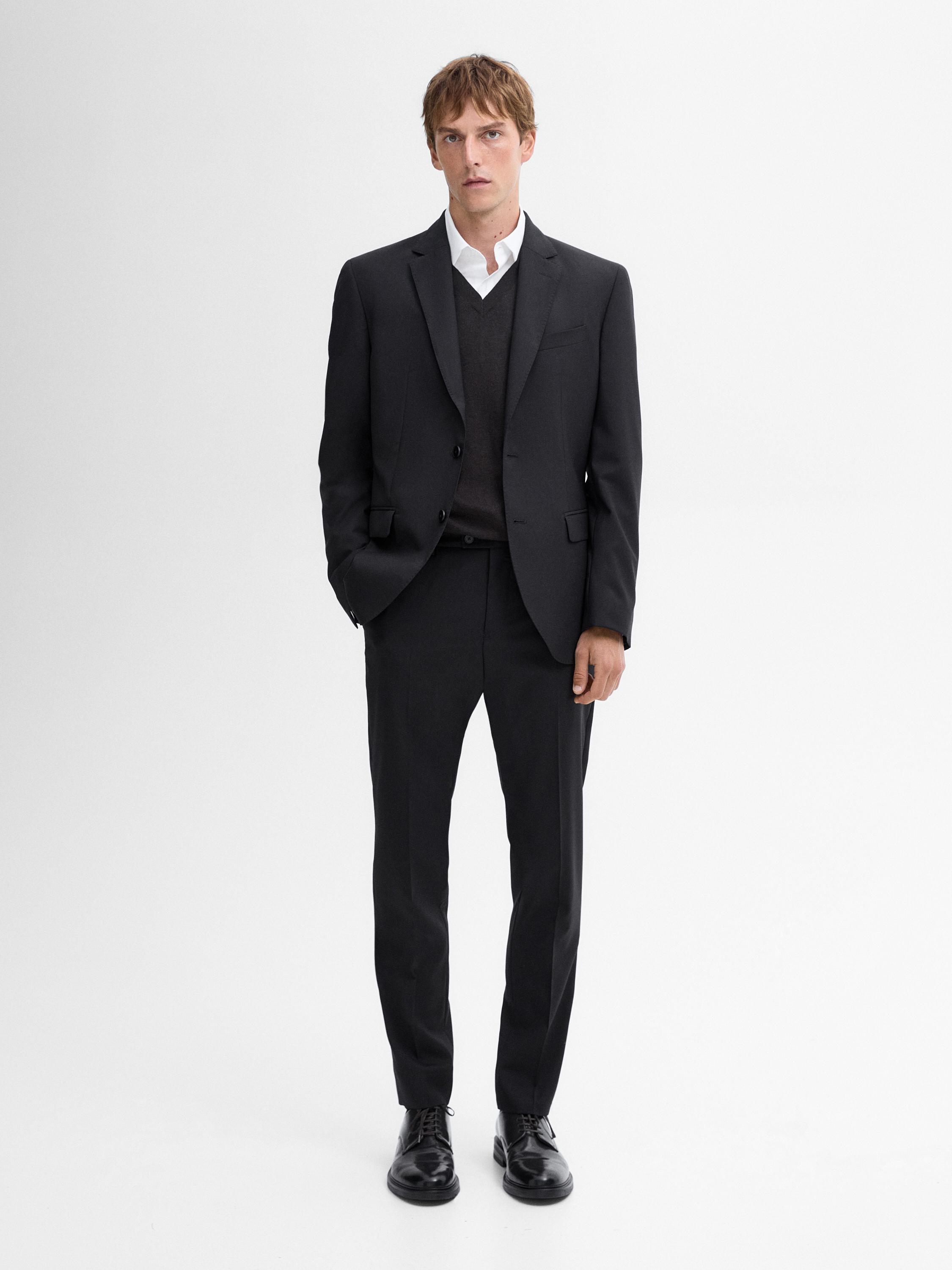 Bi-stretch wool suit trousers