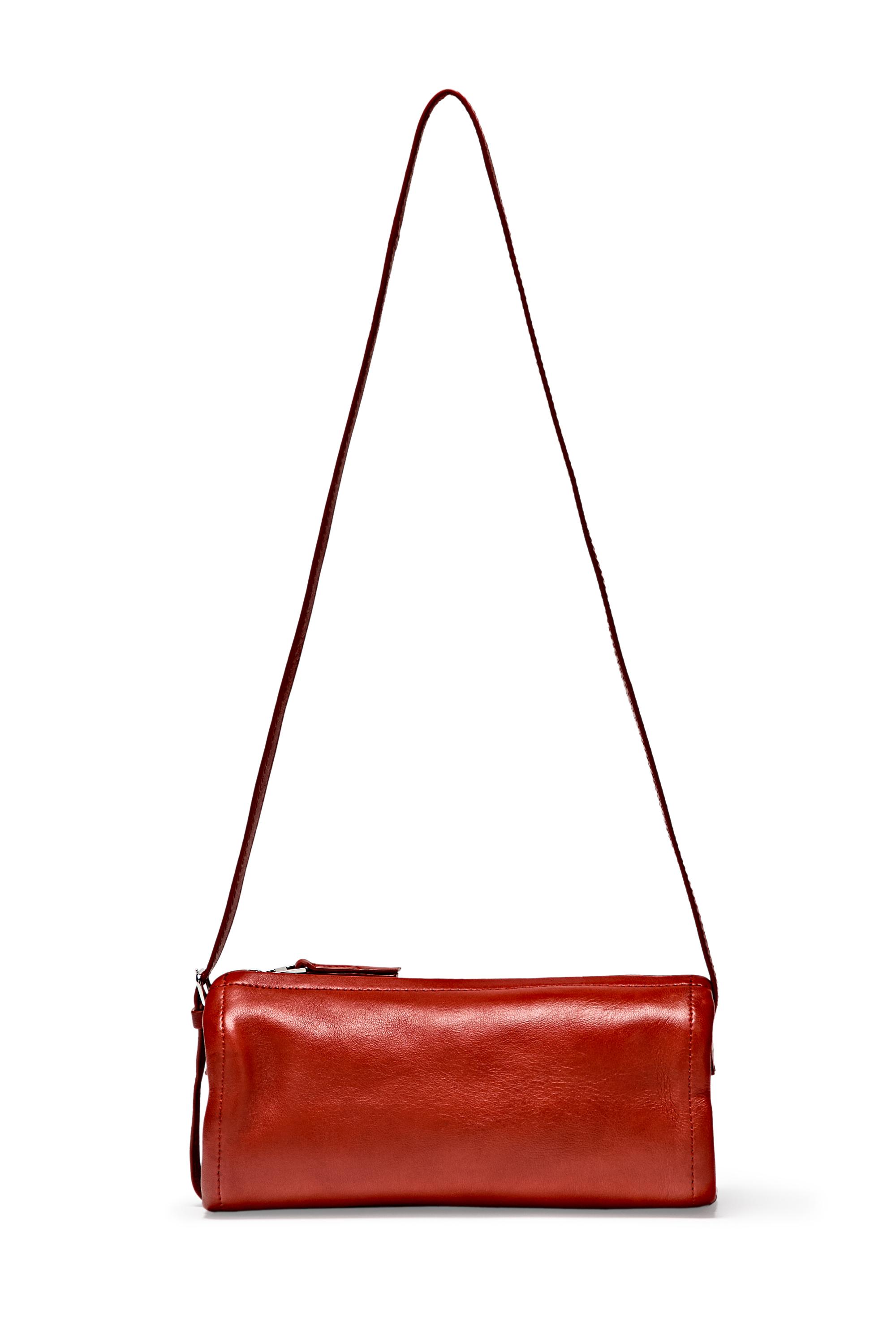 Nappa leather crossbody bag — CORAL RED