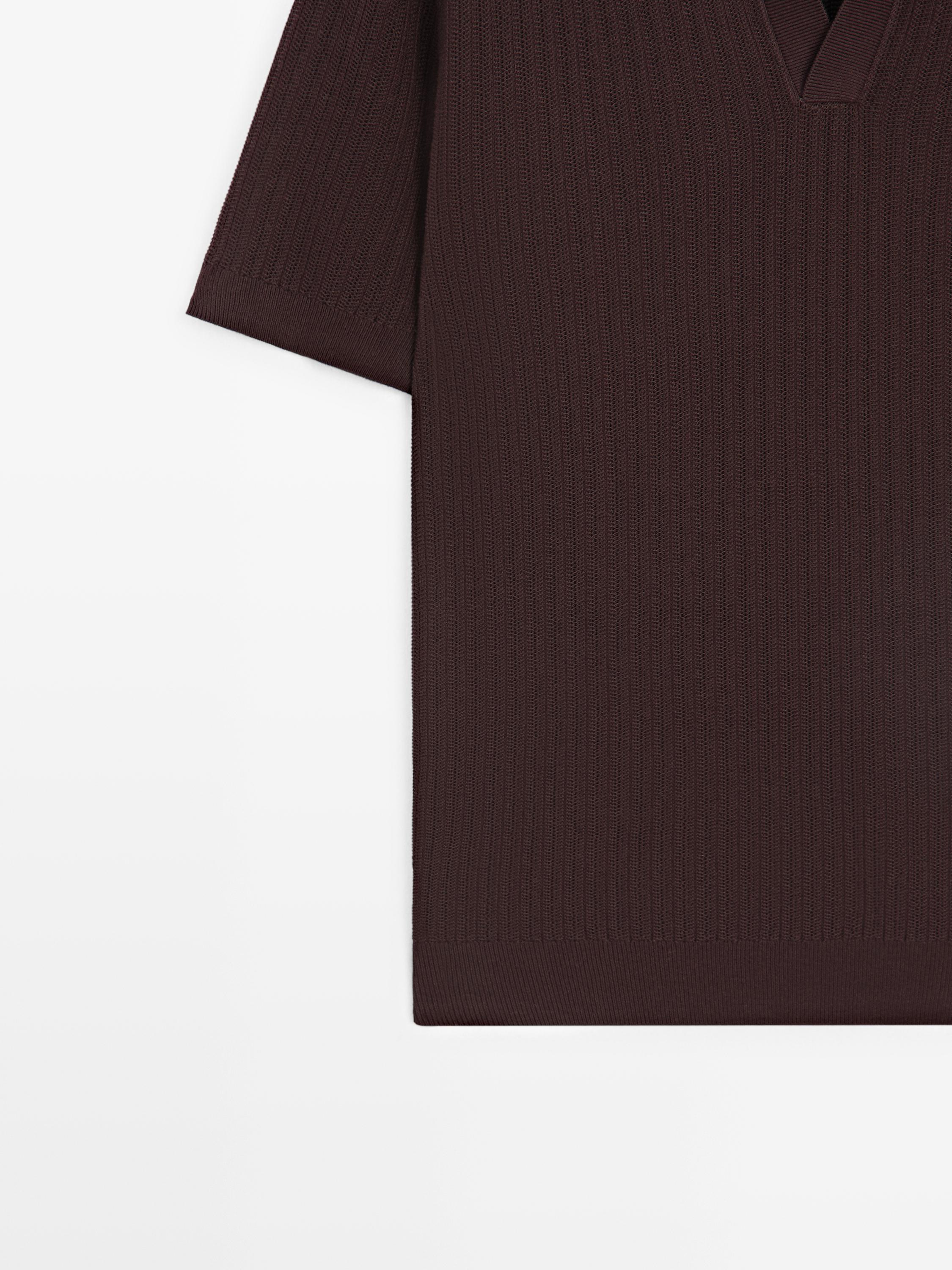 Jacquard knit polo sweater — BURGUNDY