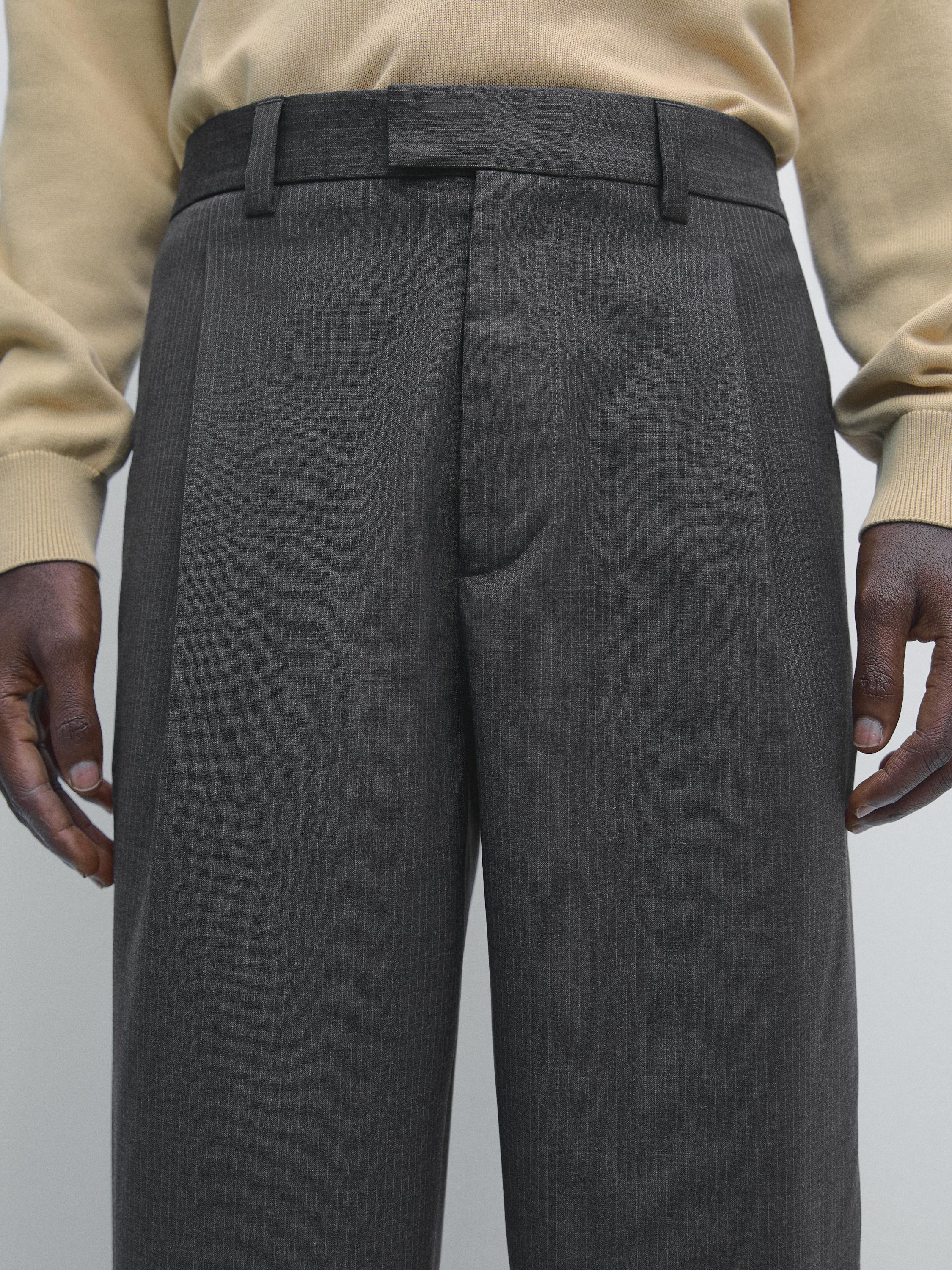 Wool blend darted trousers — GREY