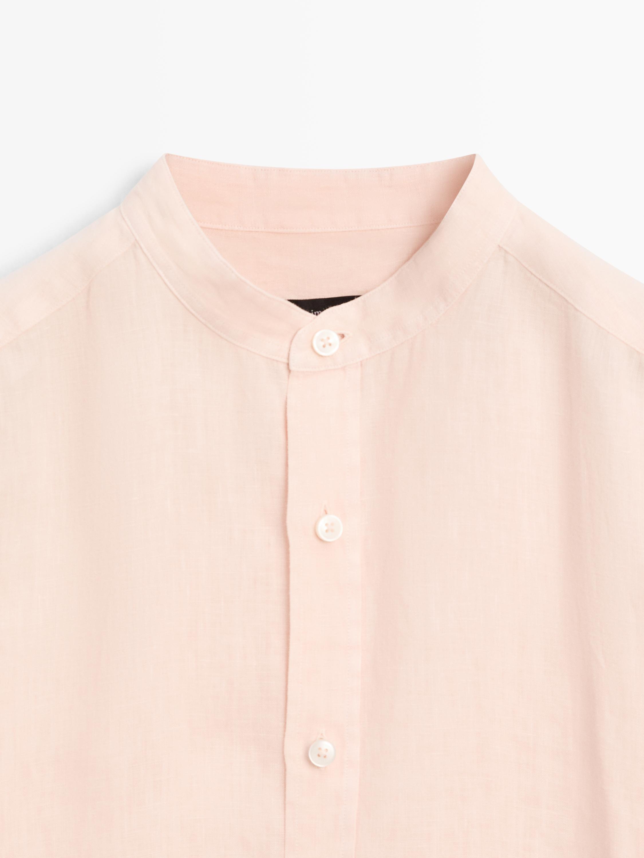 Slim fit stand collar shirt — ORANGE