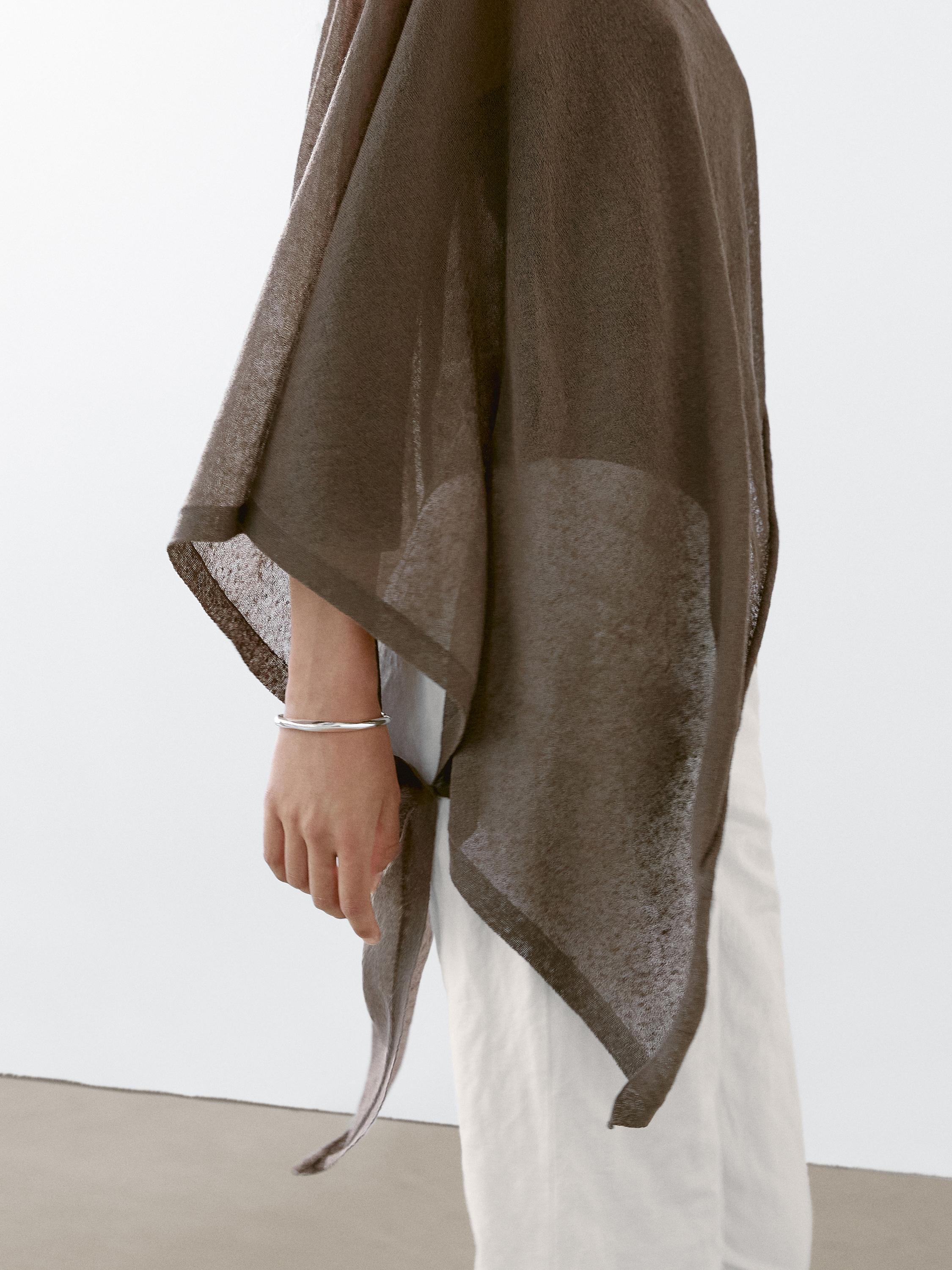 Asymmetric linen blend cape