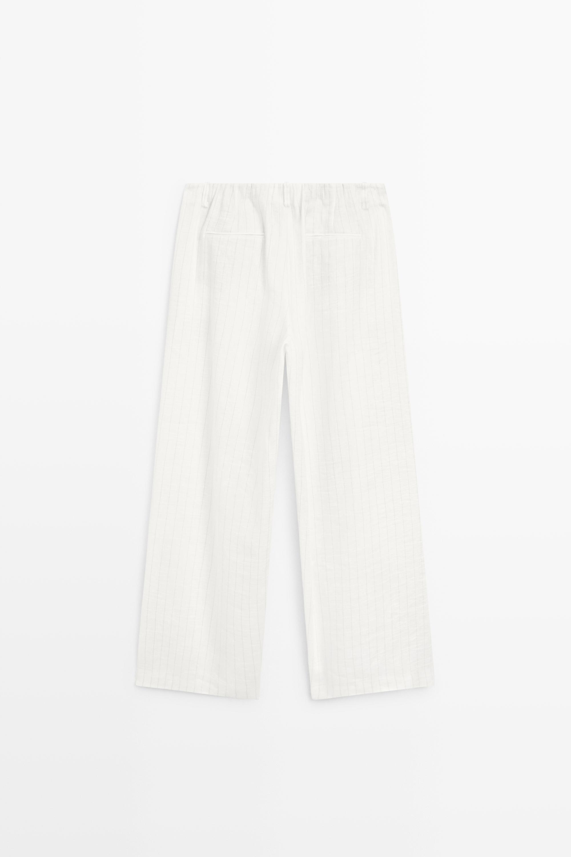 Striped pleated flowing pants - STUDIO — CREAM