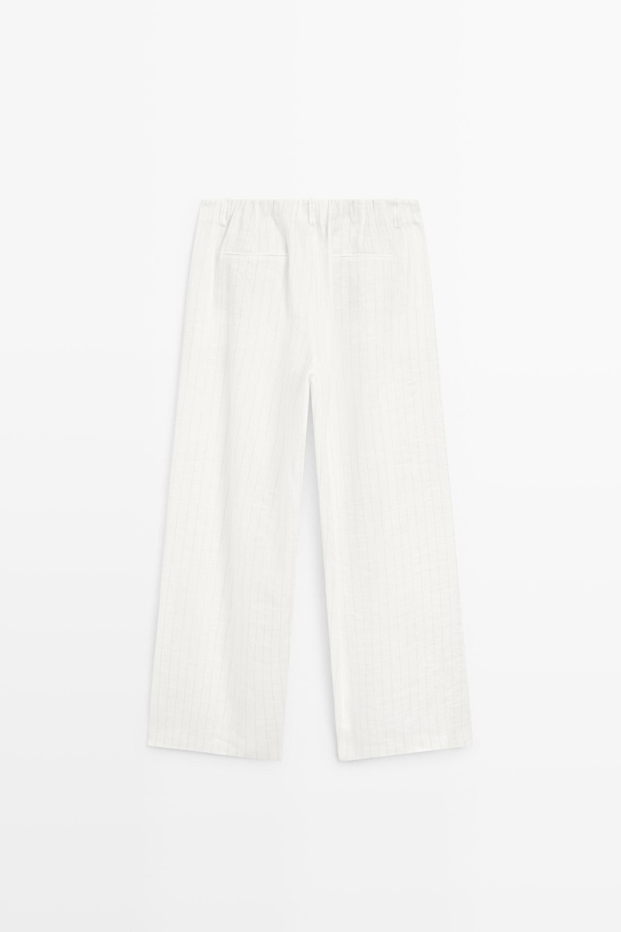 Striped pleated flowing pants - STUDIO — CREAM