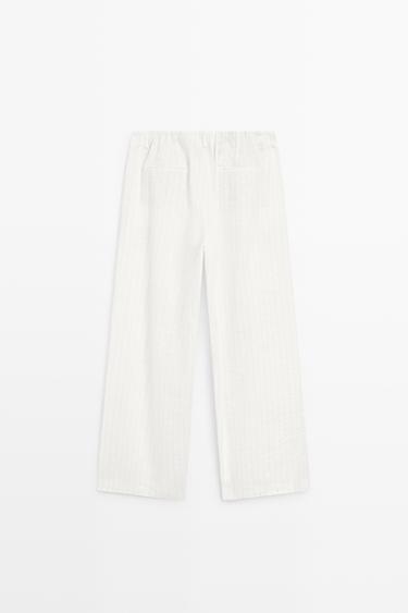 Striped pleated flowing pants - STUDIO — CREAM 5