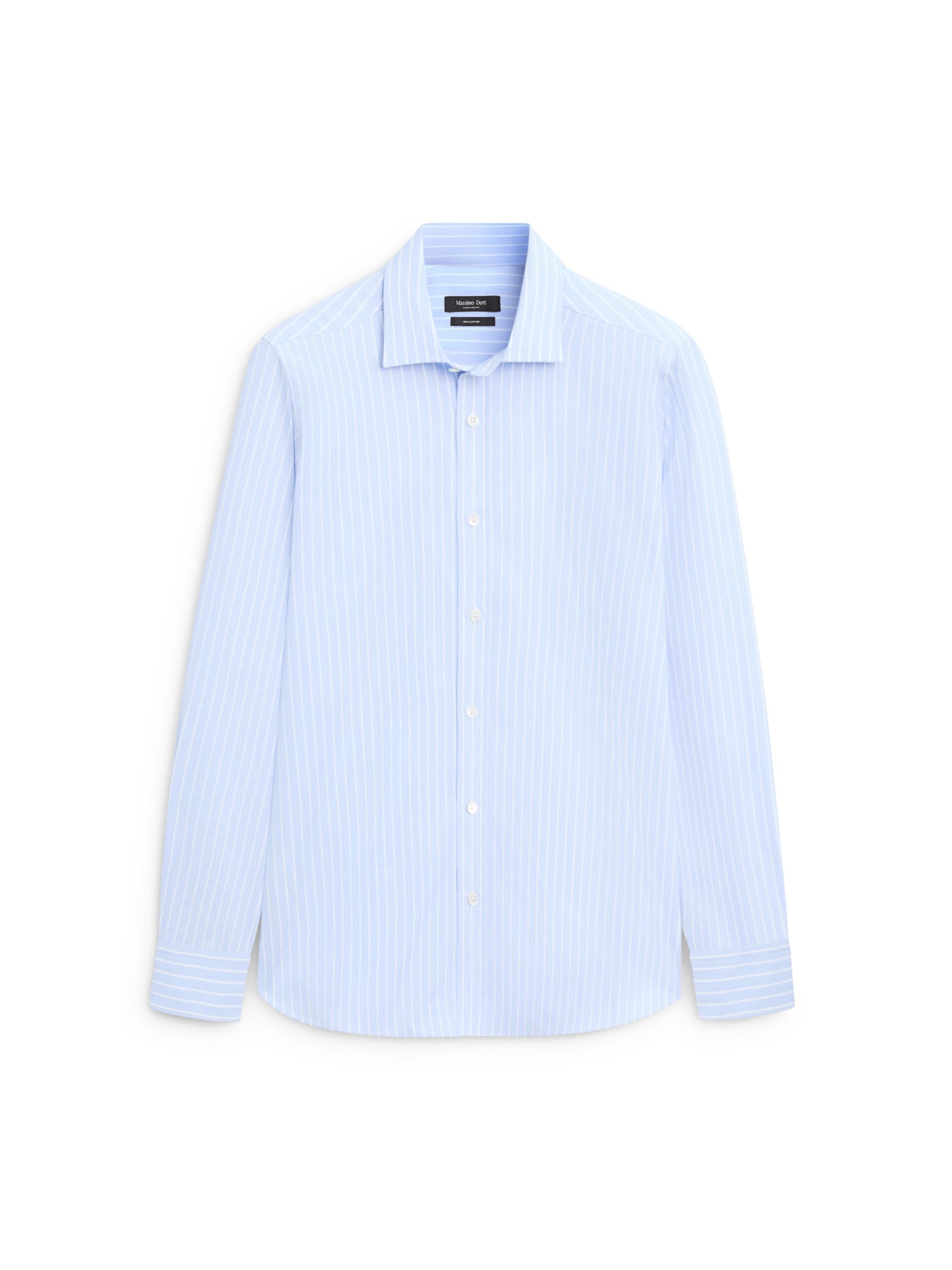 Regular fit pinstriped shirt — Sky blue