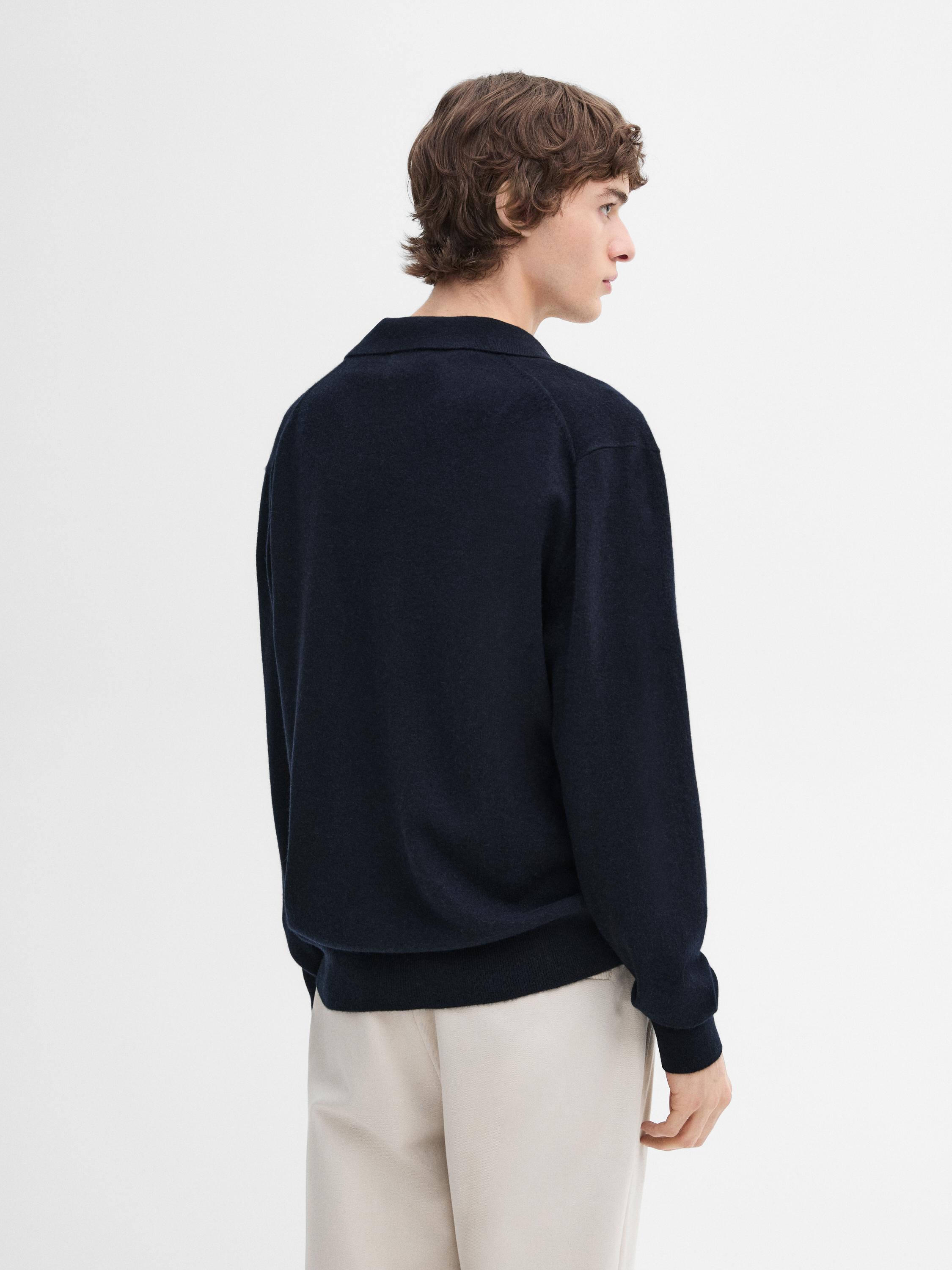 100% cashmere knit polo collar sweater