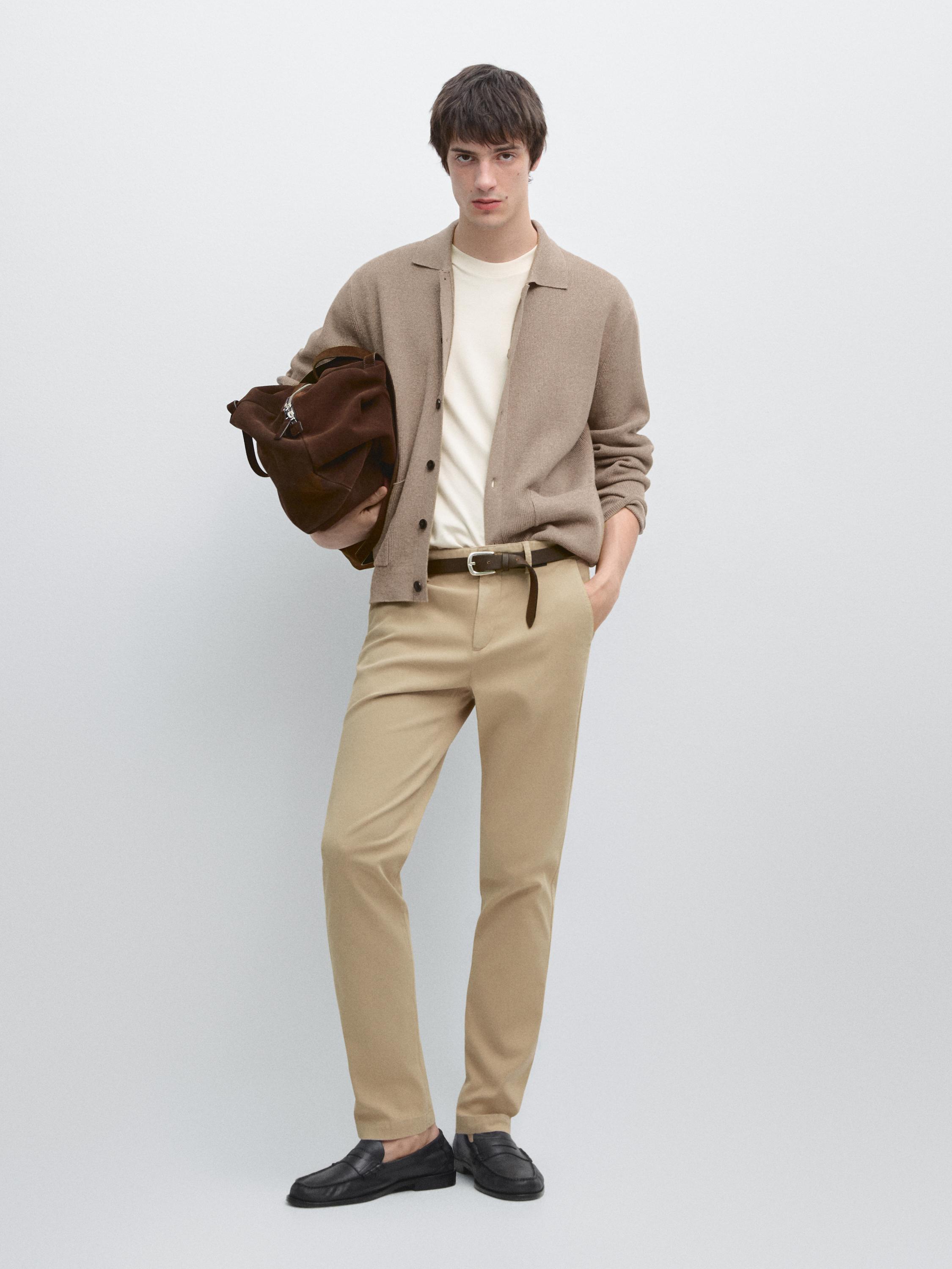 Slim-fit micro-textured trousers — OCHRE