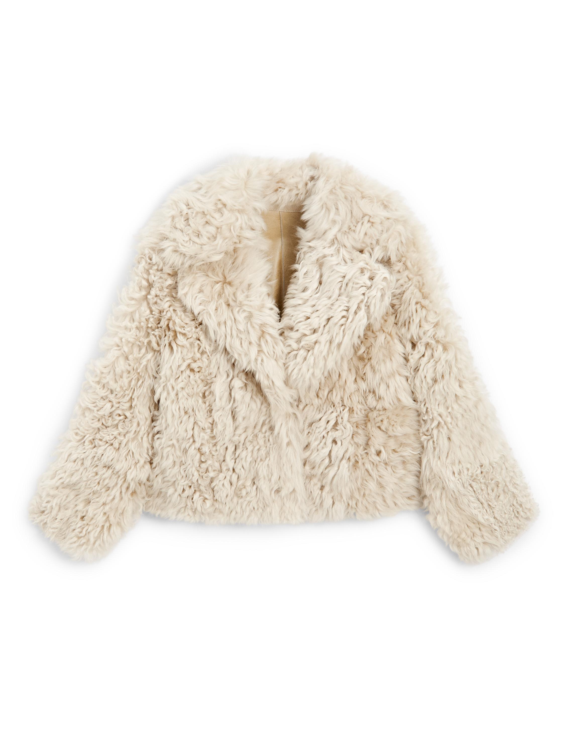Short leather coat with fur - STUDIO — CREAM