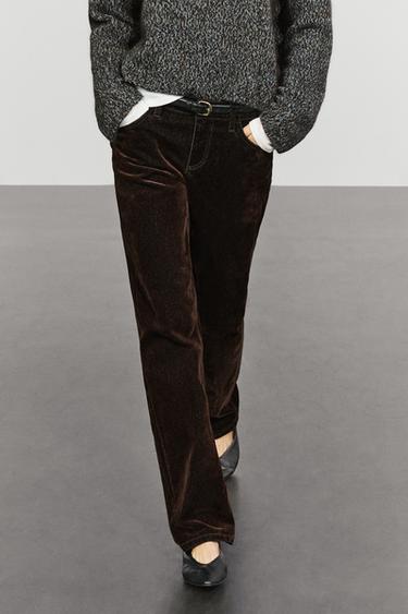 Low-rise straight-leg jeans with flocking finish — MOLE BROWN 8