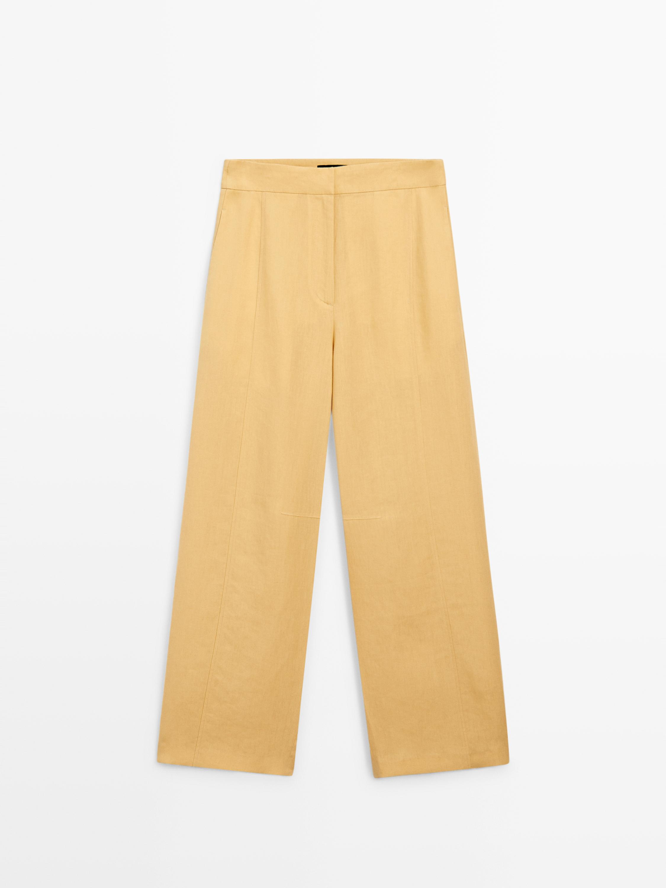 Linen barrel fit pants — YELLOW