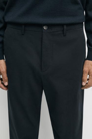 Cotton blend slim fit pants — NAVY BLUE 8