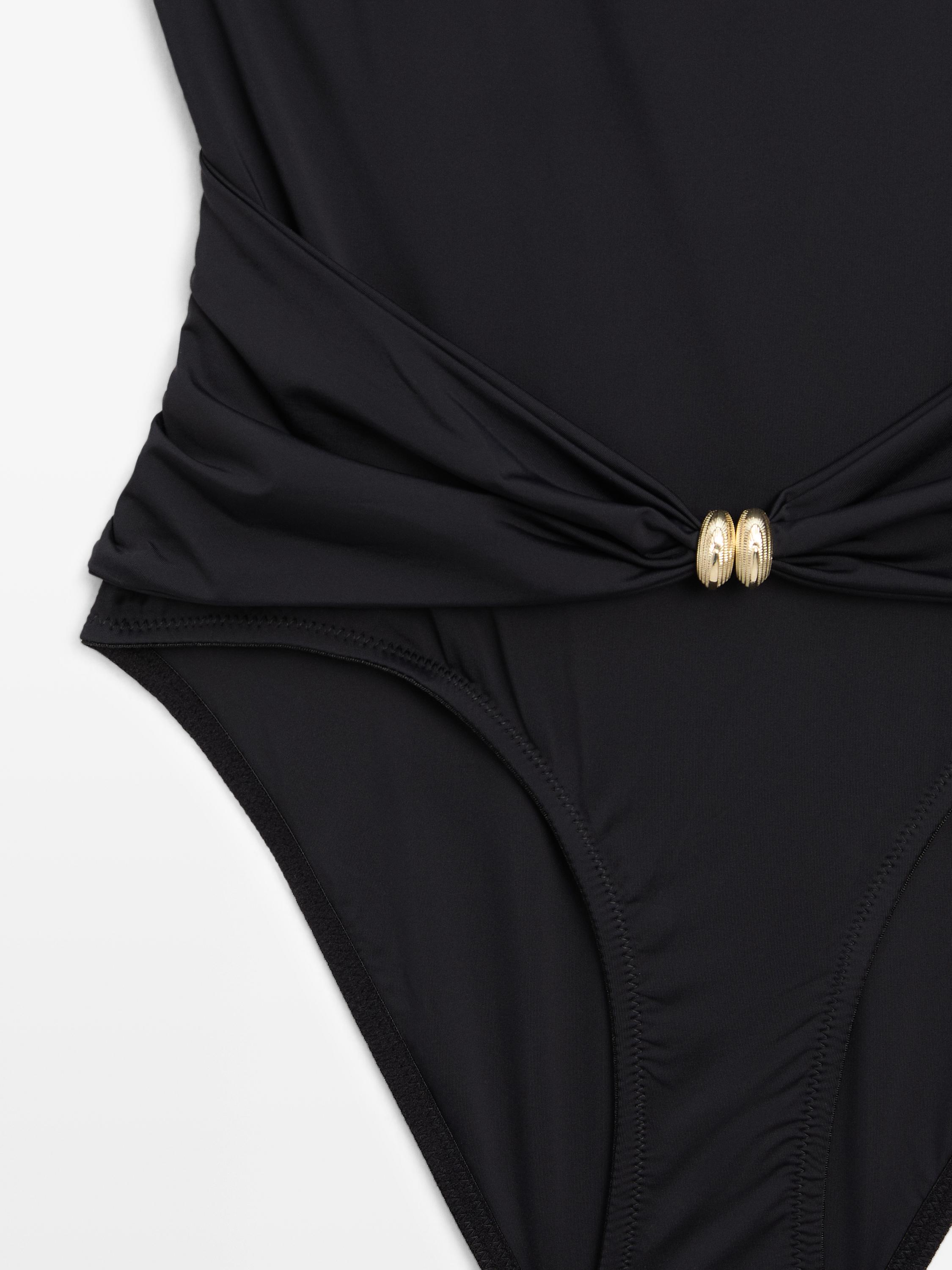 Swimsuit with rhinestone detail — BLACK