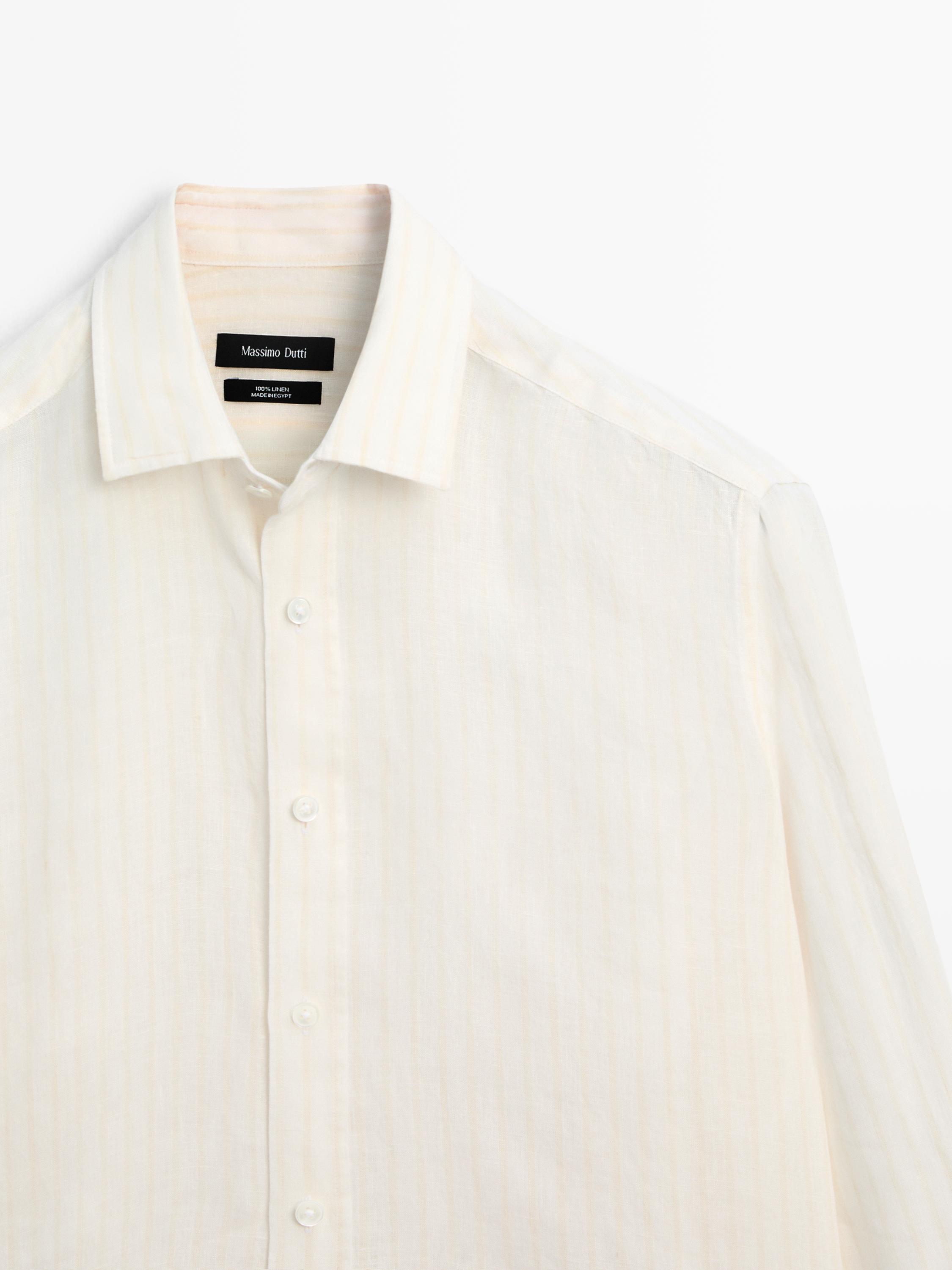 100% linen regular fit shirt — BEIGE