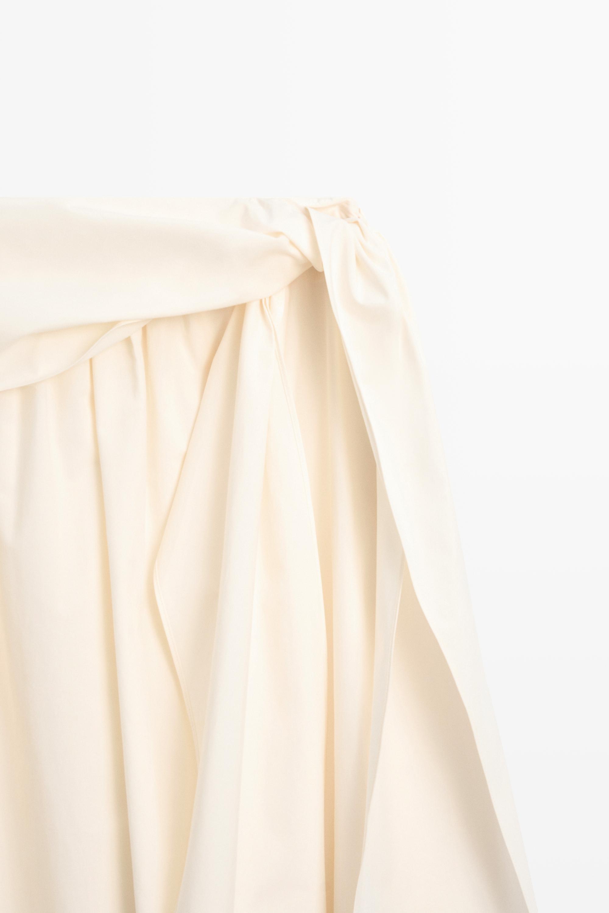 Flowing skirt with scarf detail — CREAM