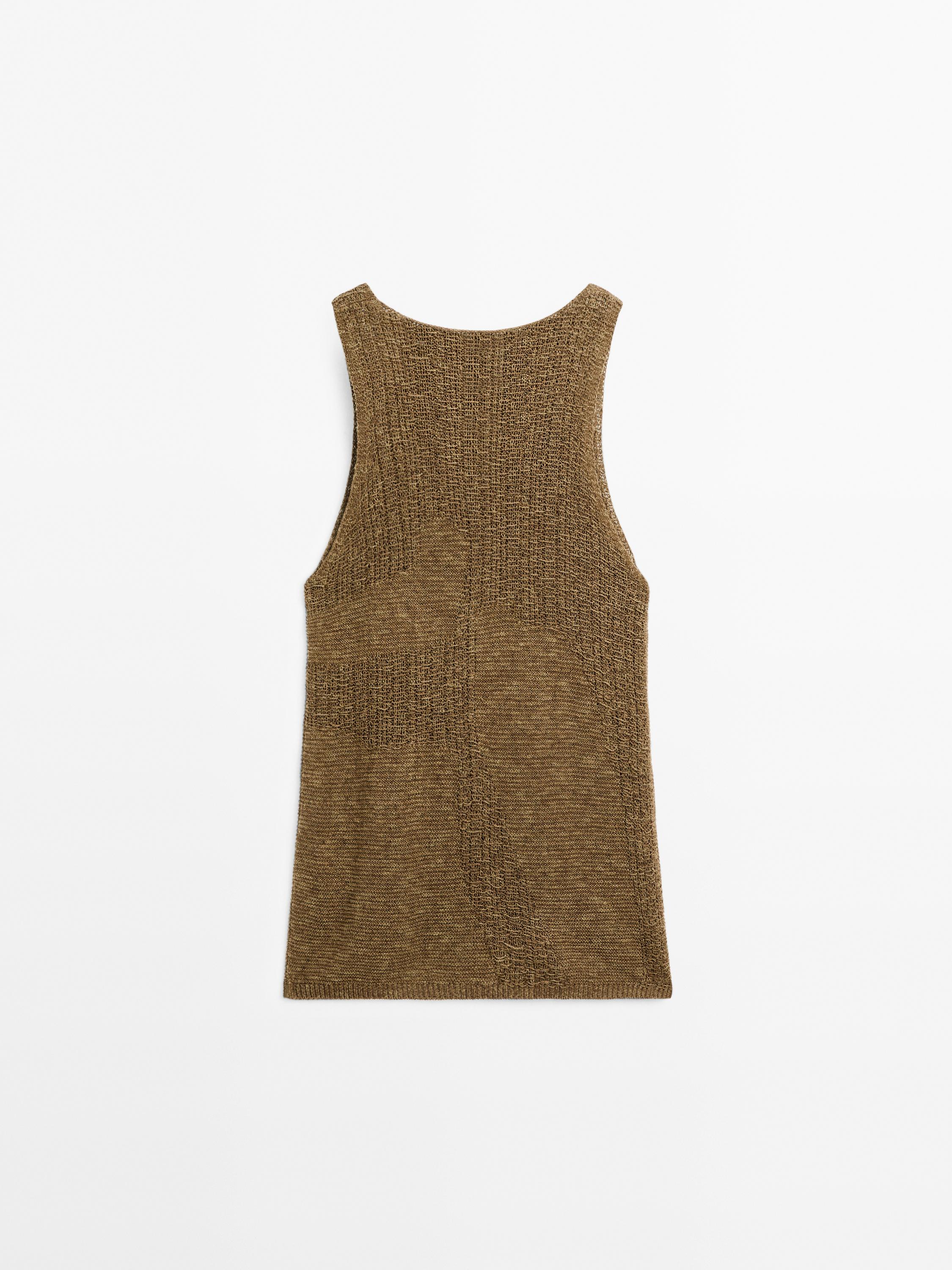 Embellished knit halter top